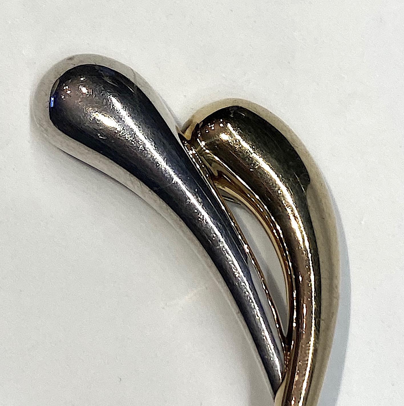 Large Abstract Modernist Sterling & Gold Brooch 2