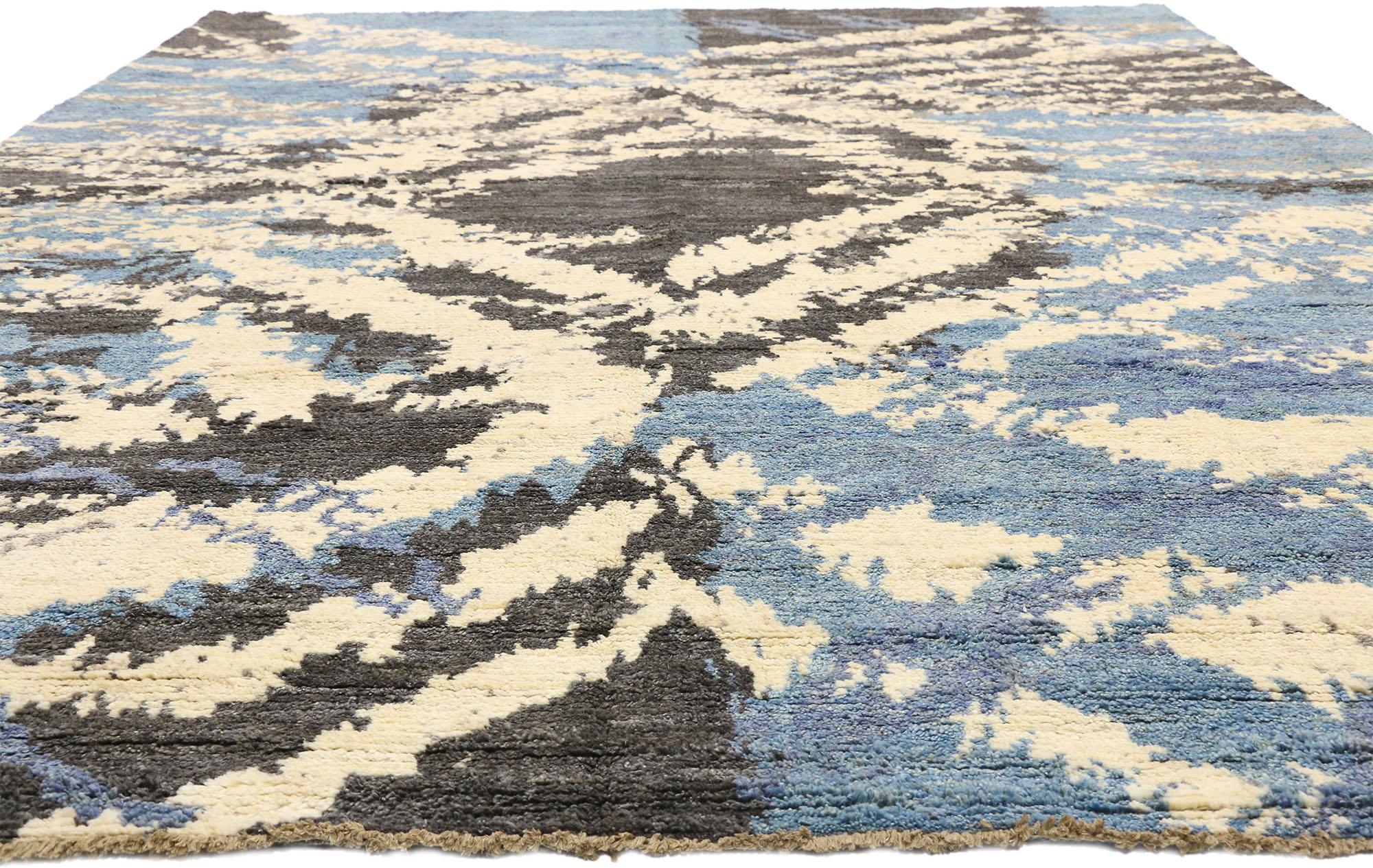 Expressionist Large Abstract Moroccan Rug, Nomadic Charm Meets Abstract Expressionism For Sale