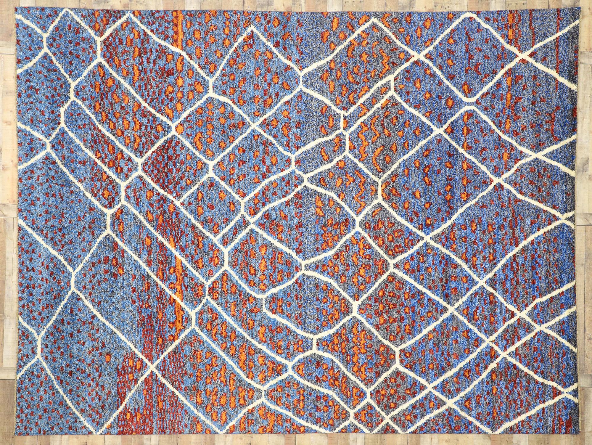 Large Abstract Moroccan Rug, Nomadic Charm Meets Abstract Expressionism In New Condition For Sale In Dallas, TX