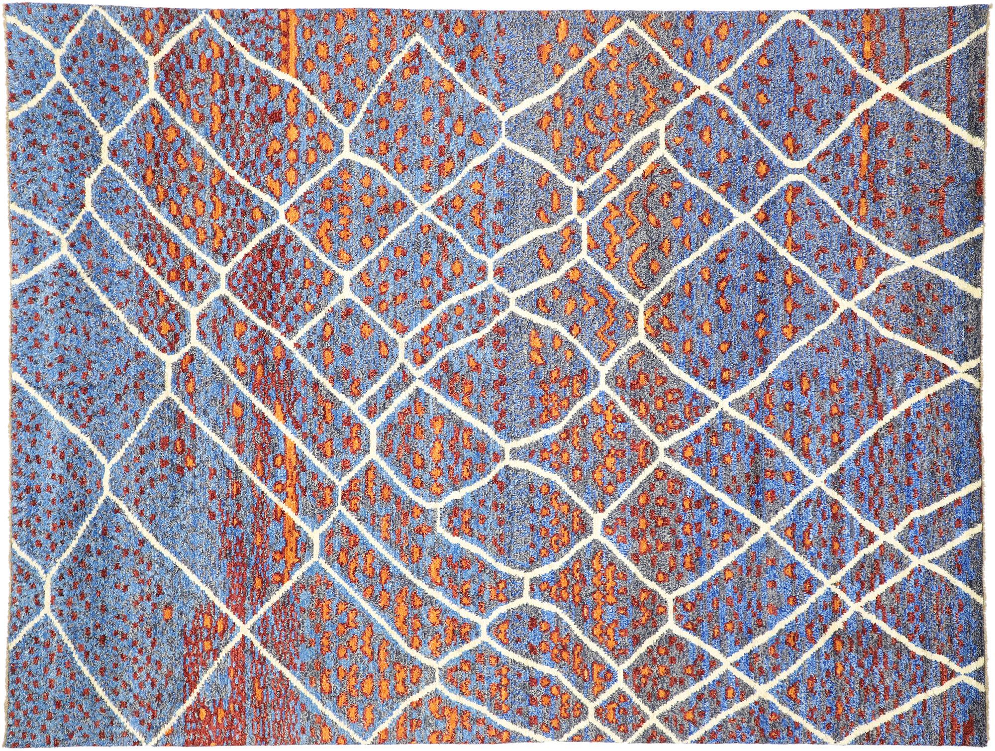 Contemporary Large Abstract Moroccan Rug, Nomadic Charm Meets Abstract Expressionism For Sale