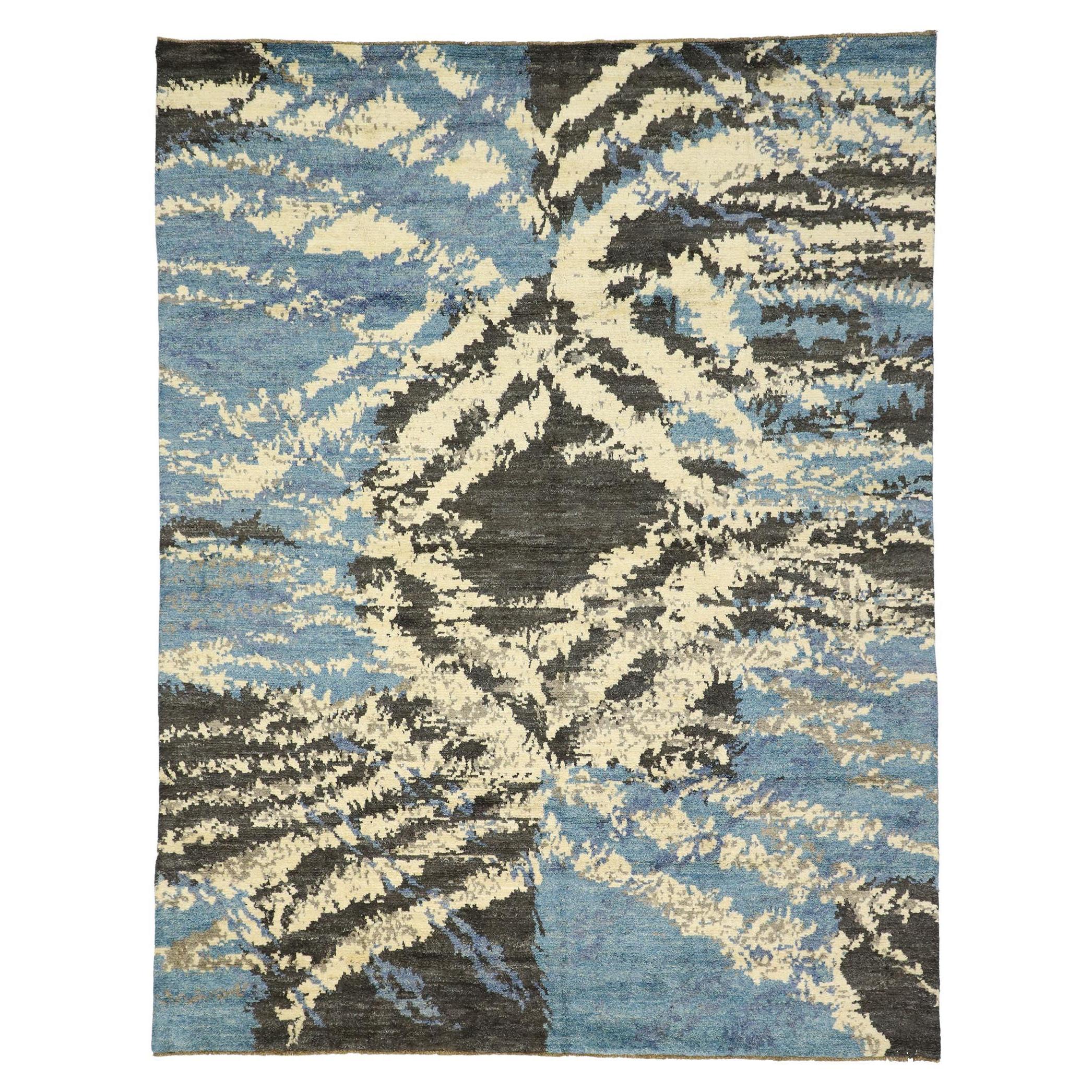 Large Abstract Moroccan Rug, Nomadic Charm Meets Abstract Expressionism