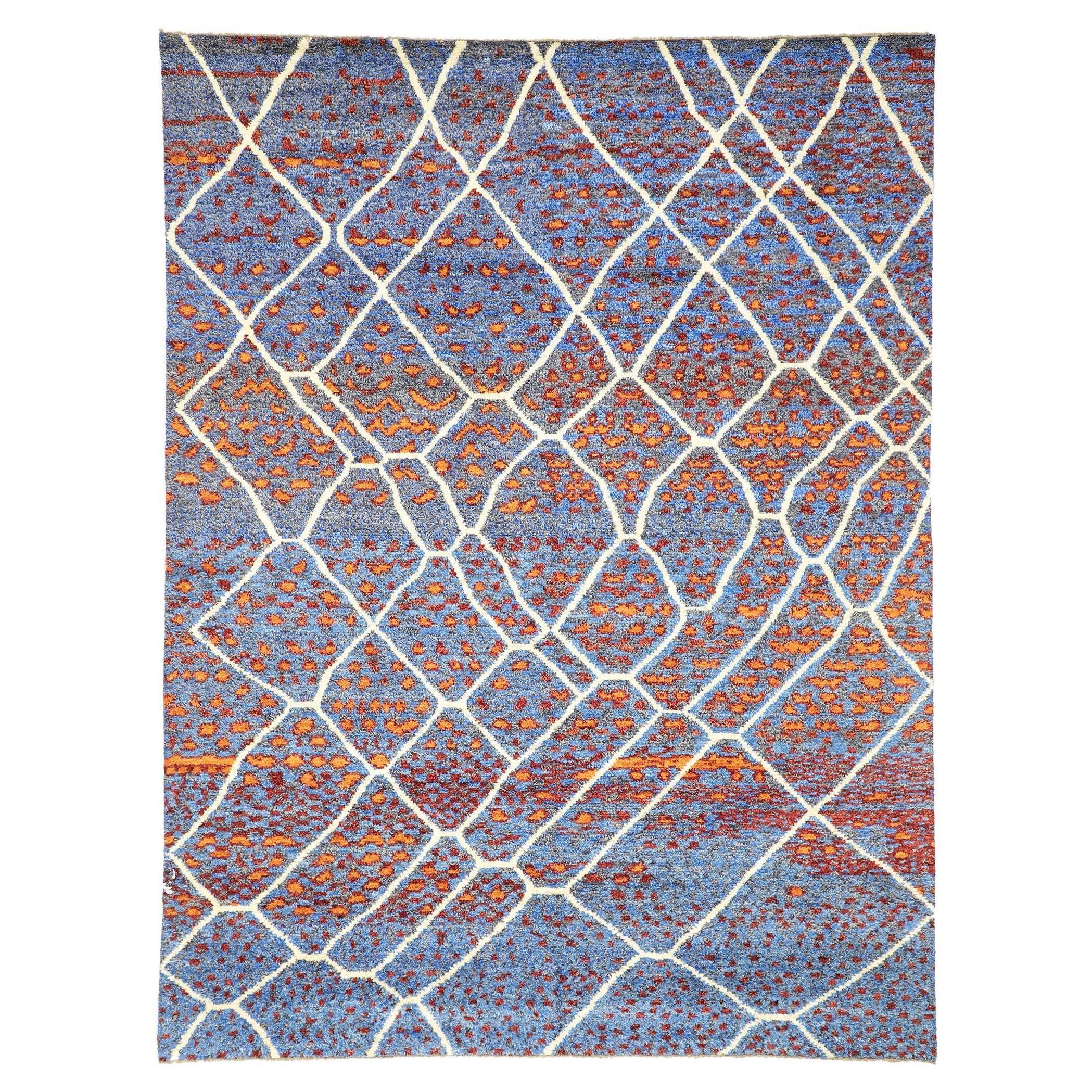 Large Abstract Moroccan Rug, Nomadic Charm Meets Abstract Expressionism