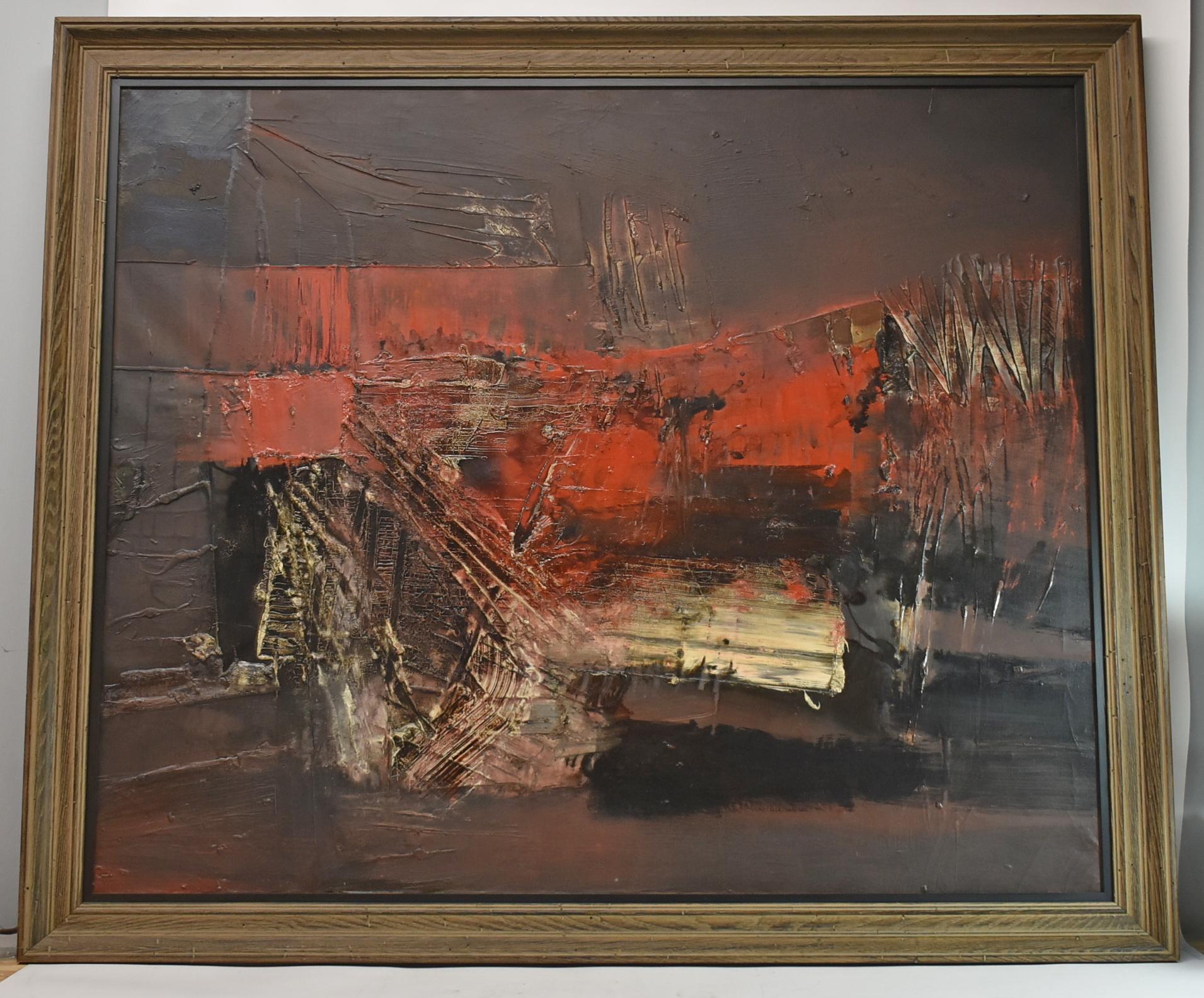 Giuseppe De Gregorio (1920-2007/Italy). Large abstract oil on canvas titled 