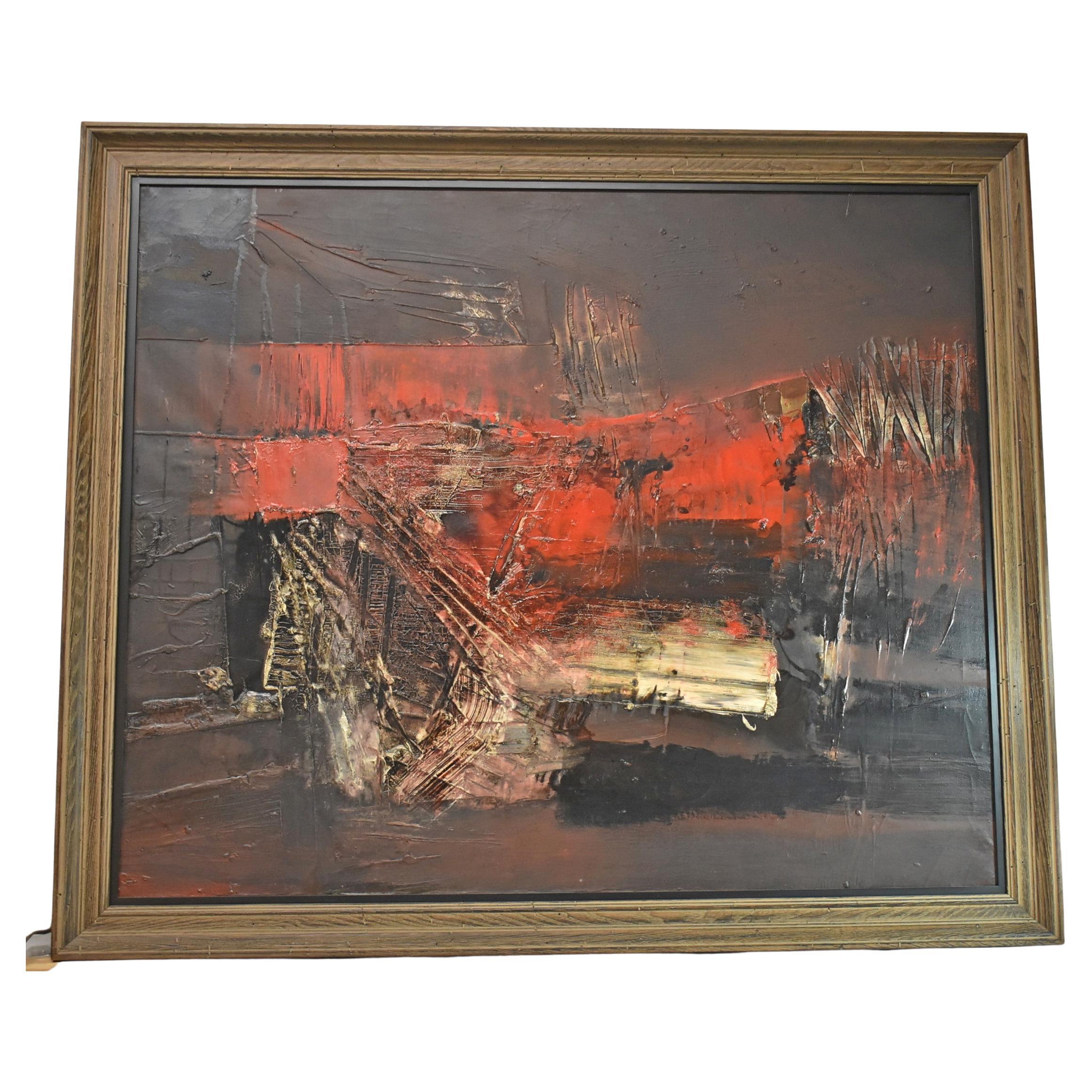 Large Abstract Oil on Canvas by Giuseppe De Gregorio For Sale