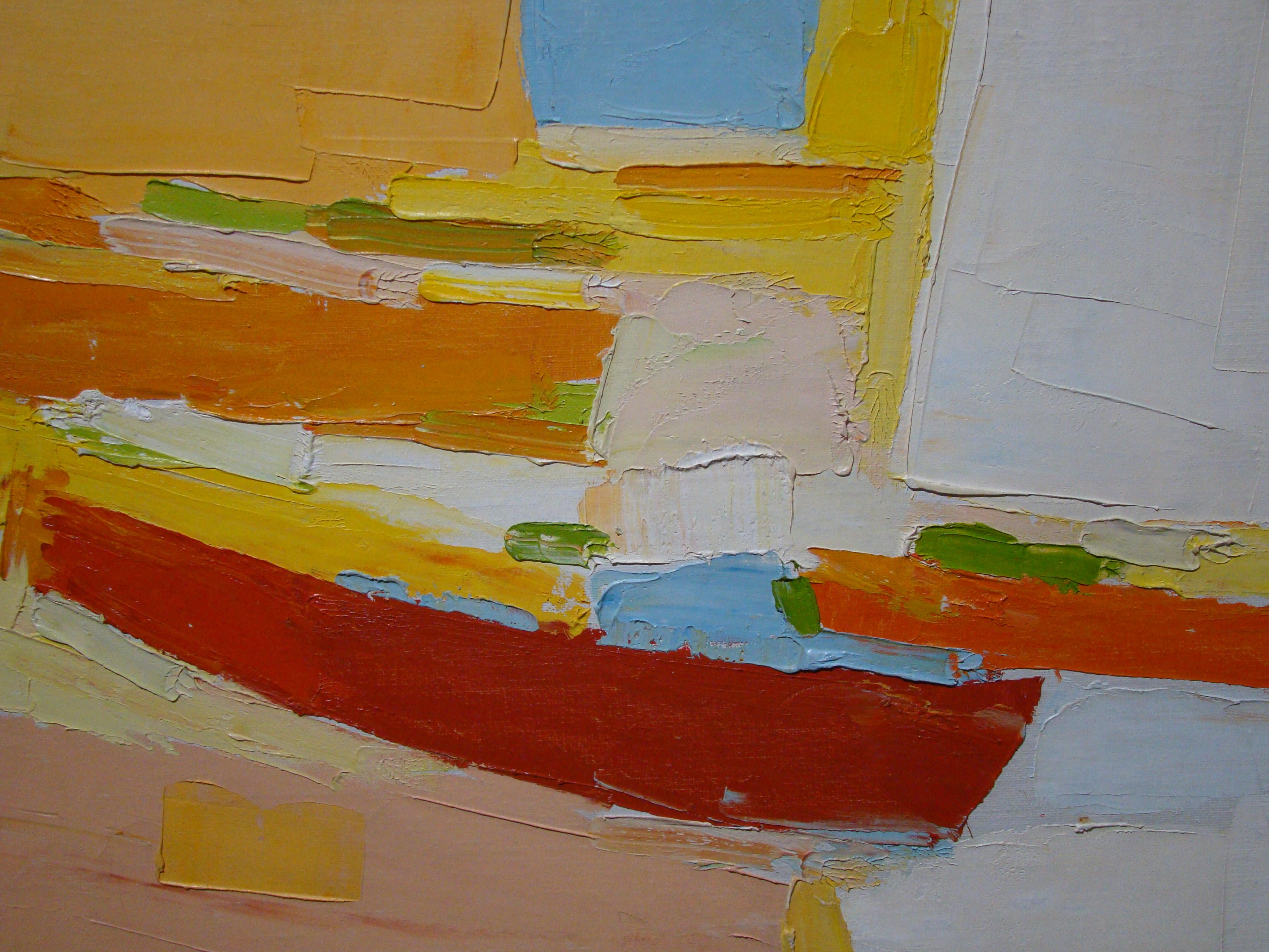 Painted Large Abstract Oil on Canvas by Italo Botti 