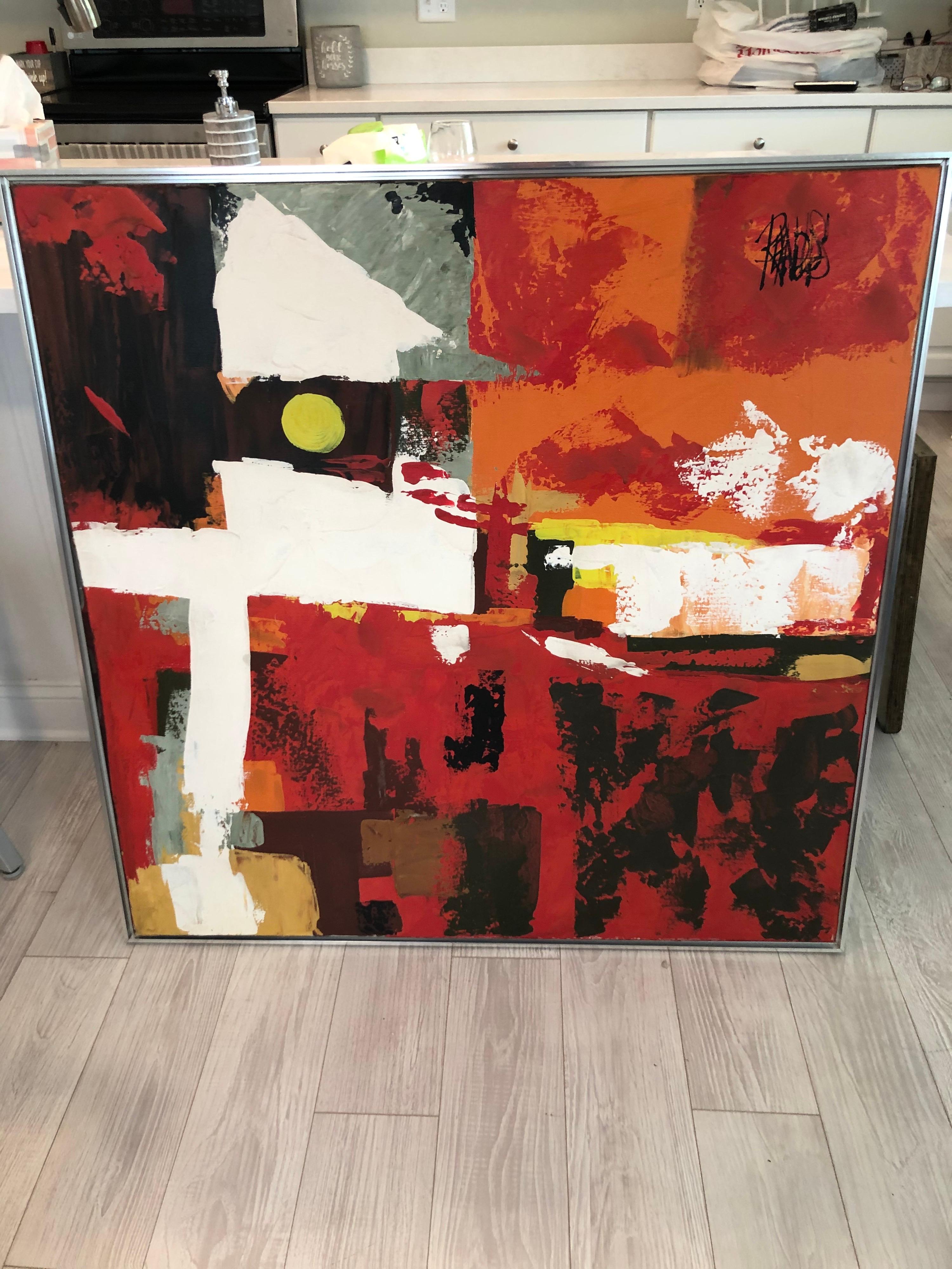 Large Abstract  Oil on Canvas by Lee Reynolds Burr For Vanguard Studios For Sale 5