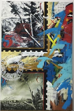 Large Abstract Oil on Canvas Cuban Artist Signed