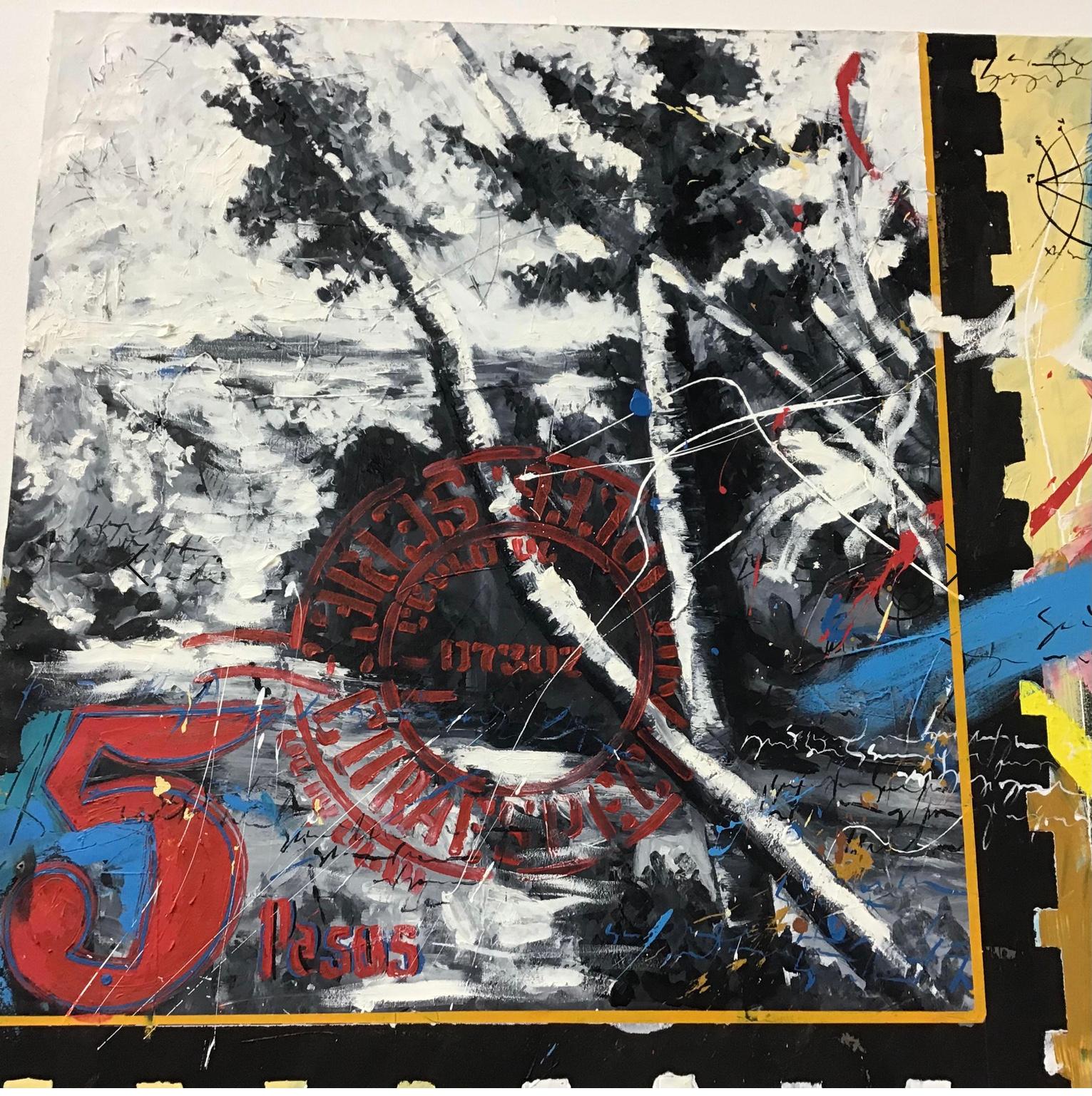Gran óleo abstracto sobre lienzo firmado por artista cubano en Bueno estado para la venta en Bradenton, FL