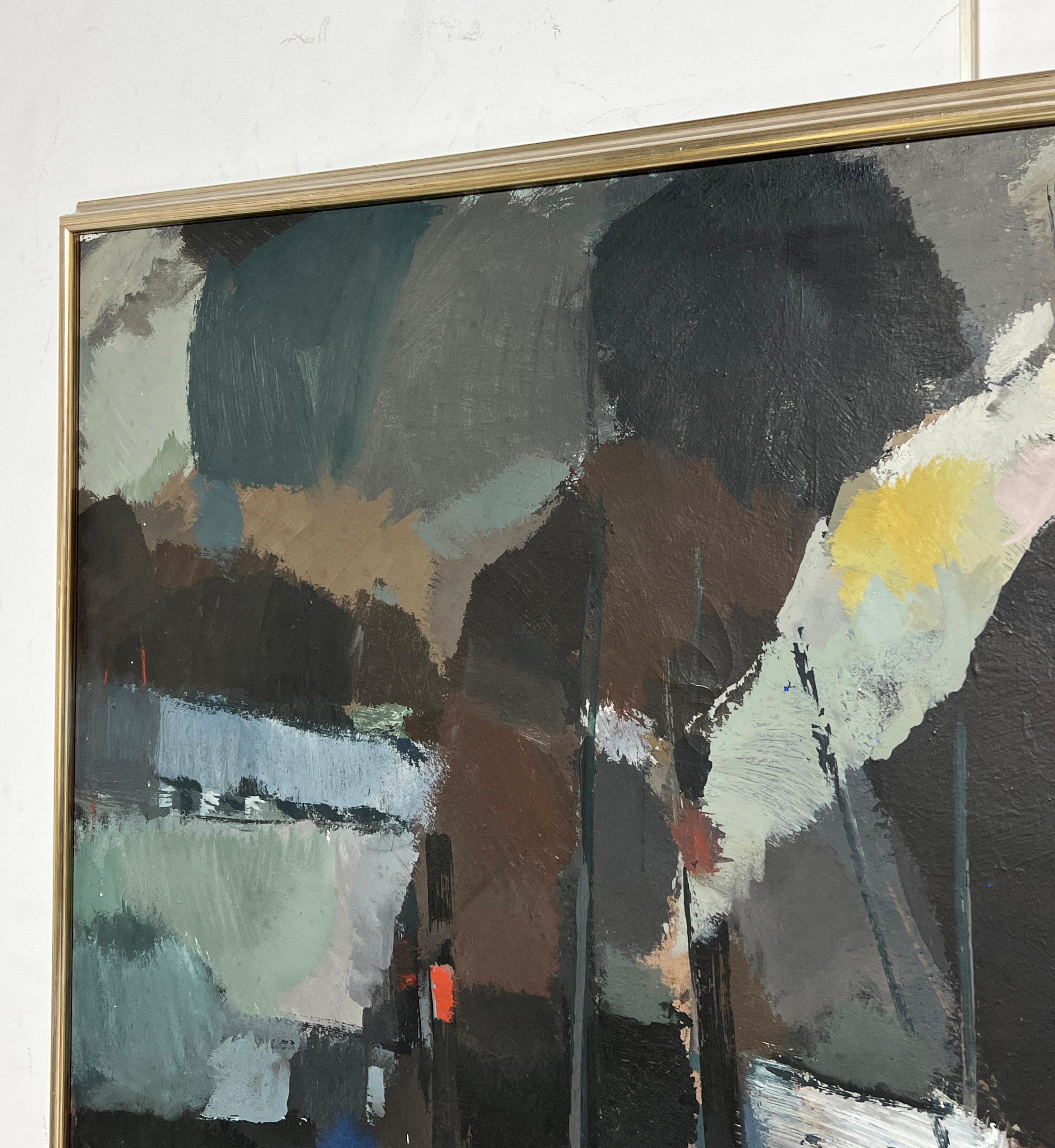 Großes abstraktes Ölgemälde von Fedde de Jong, Niederlande, ca. 1960er Jahre (Farbe) im Angebot