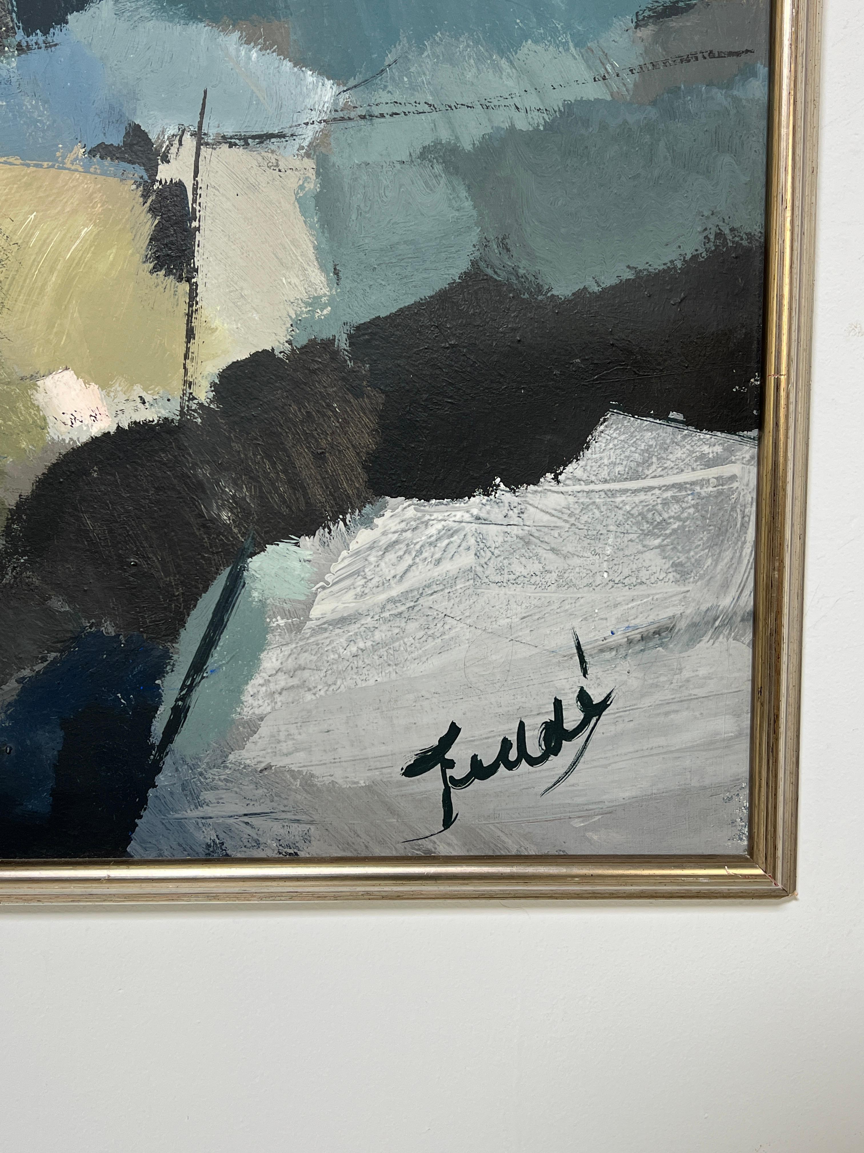 Großes abstraktes Ölgemälde von Fedde de Jong, Niederlande, ca. 1960er Jahre im Angebot 1