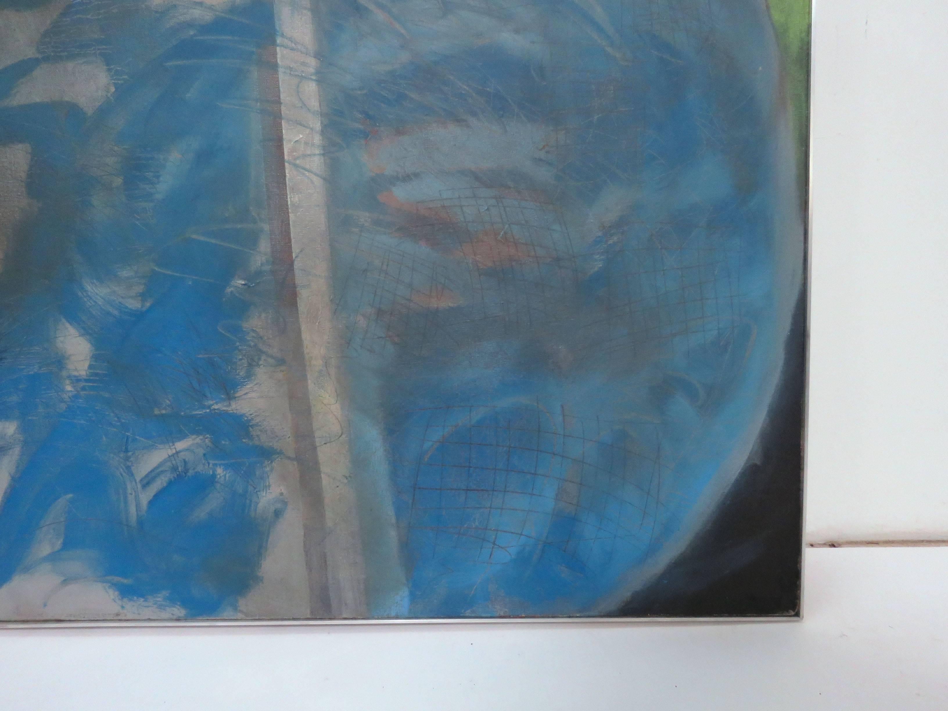 Américain Grande peinture à l'huile abstraite intitulée « Silver Lining » de Polly Doyle, vers 1970 en vente