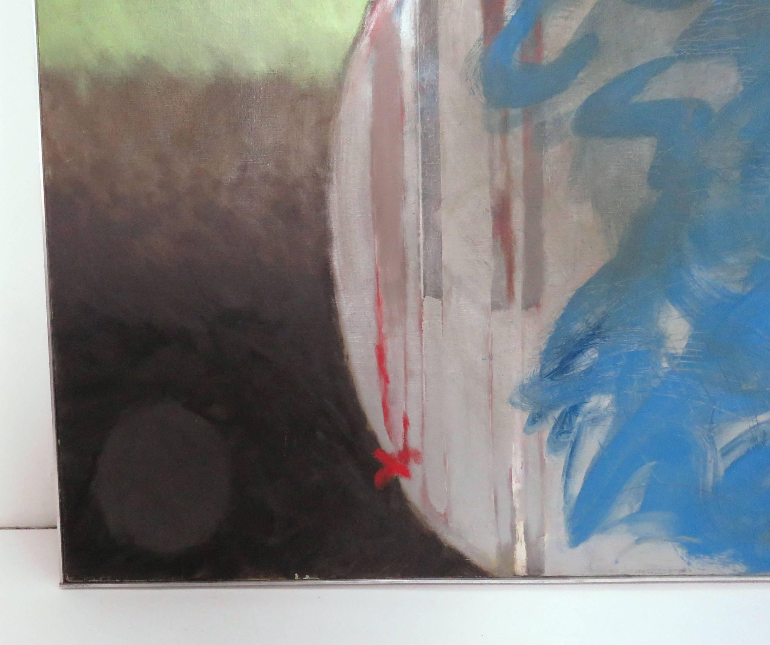 Fin du 20e siècle Grande peinture à l'huile abstraite intitulée « Silver Lining » de Polly Doyle, vers 1970 en vente