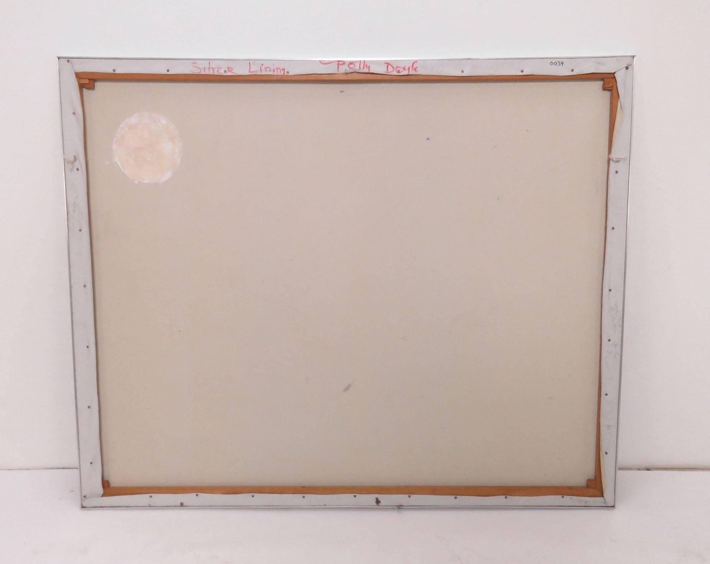 Grande peinture à l'huile abstraite intitulée « Silver Lining » de Polly Doyle, vers 1970 en vente 2