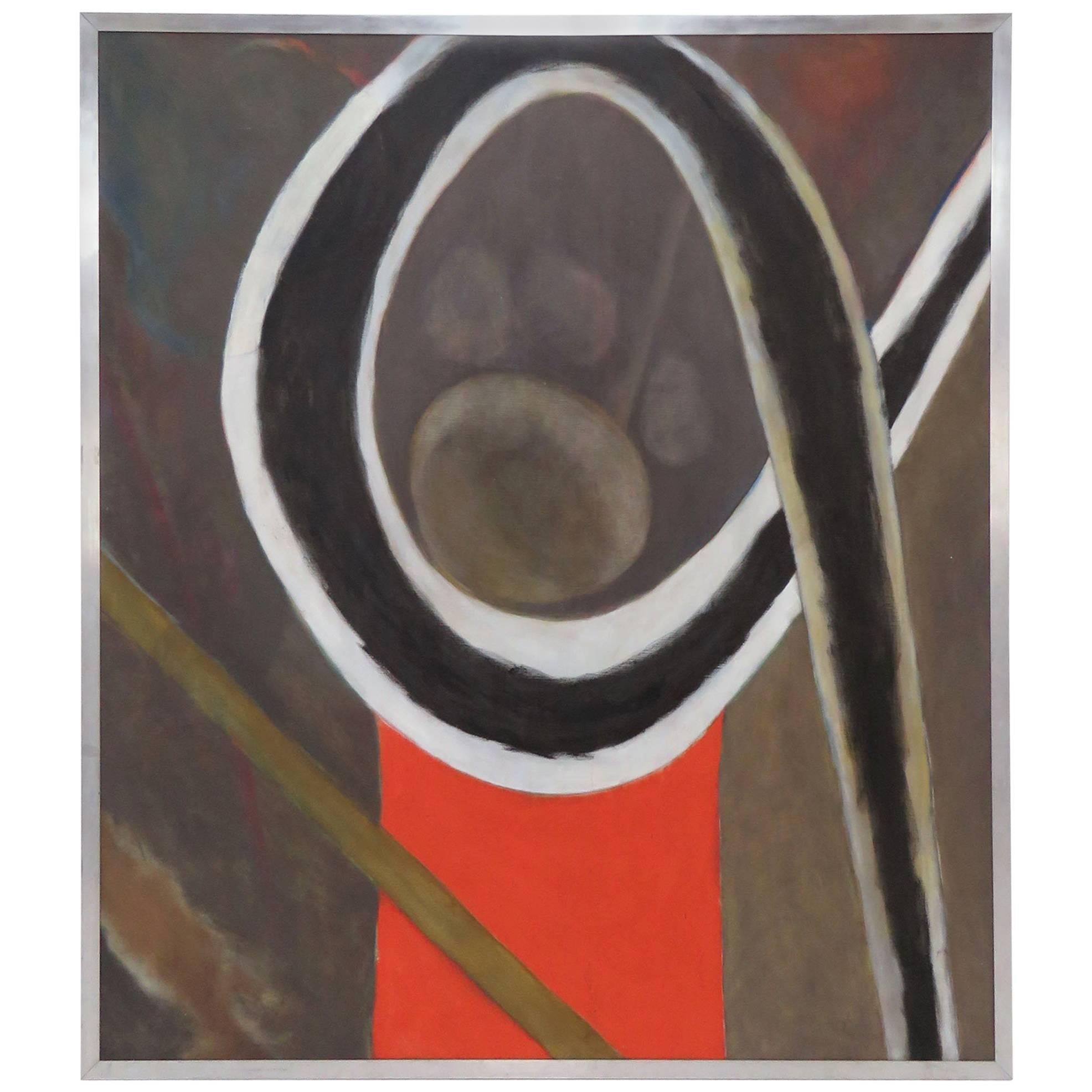 Large Abstract Oil Painting Titled "U.v. ix" by Polly Doyle, 1973