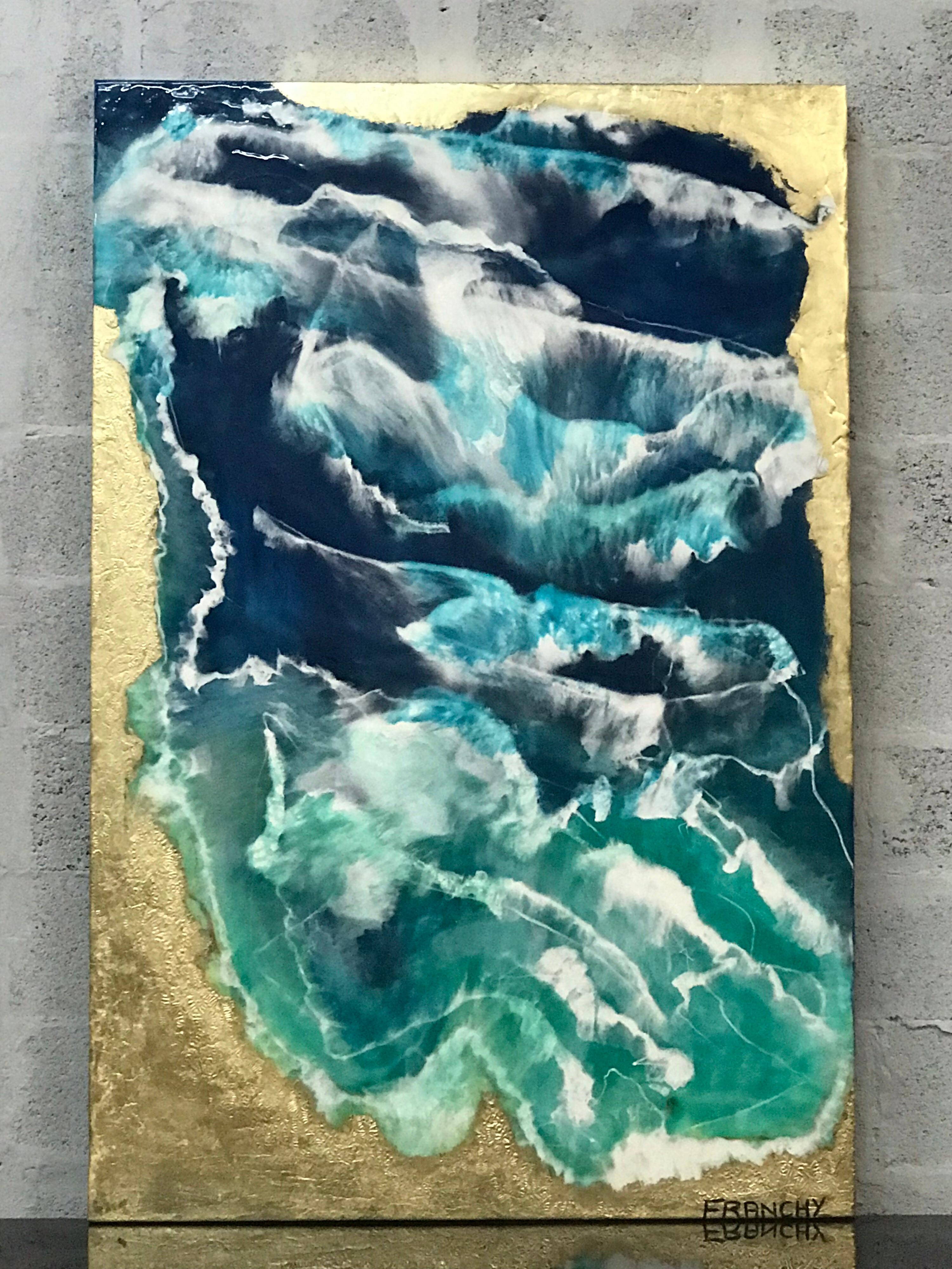 Large Abstract Oil Painting with Resin on Canvas by Franchy In Good Condition In Hialeah, FL
