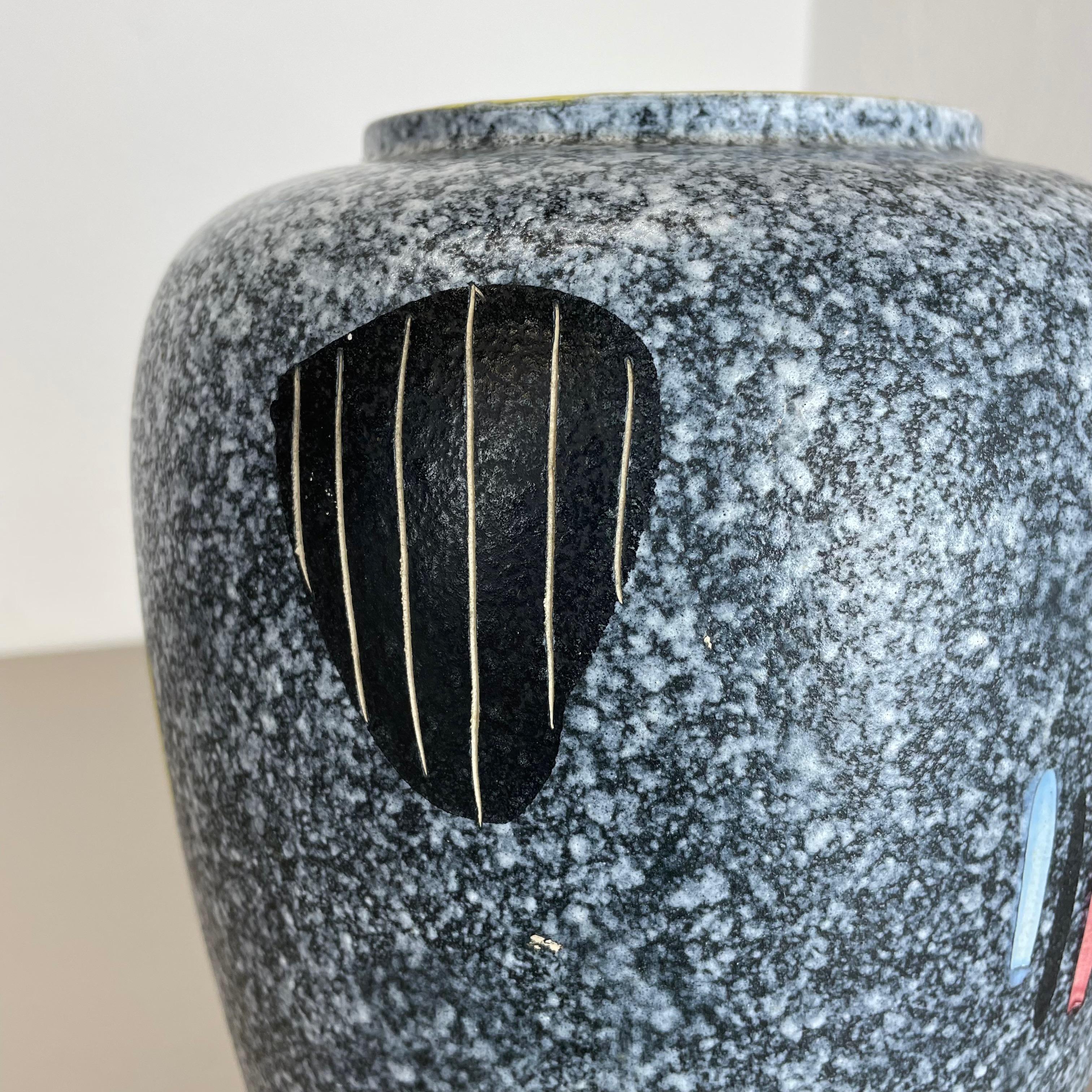 Large Abstract Op Art Pottery Foreign Vase by Scheurich Ceramics, Germany, 1960s For Sale 9
