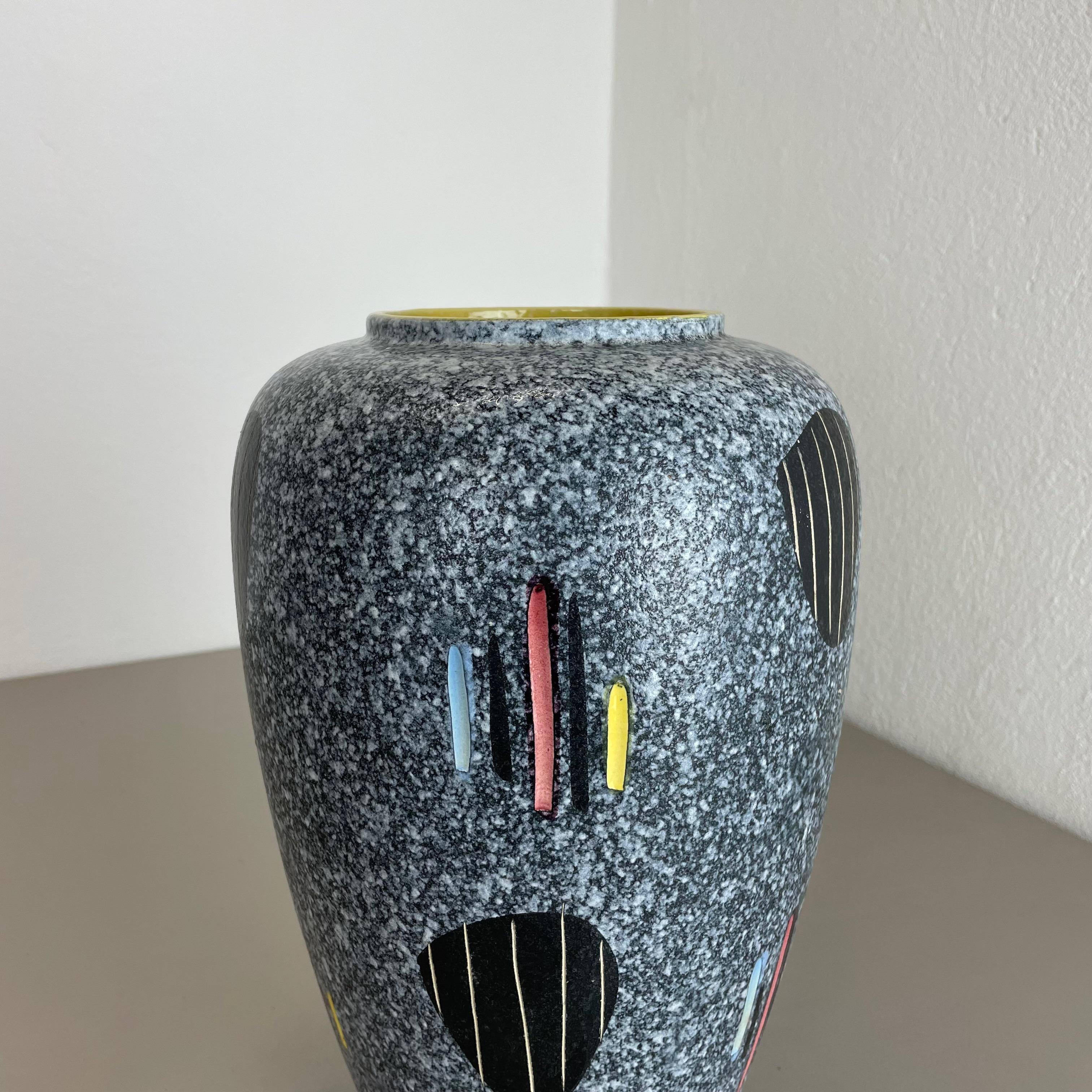 20th Century Large Abstract Op Art Pottery Foreign Vase by Scheurich Ceramics, Germany, 1960s For Sale