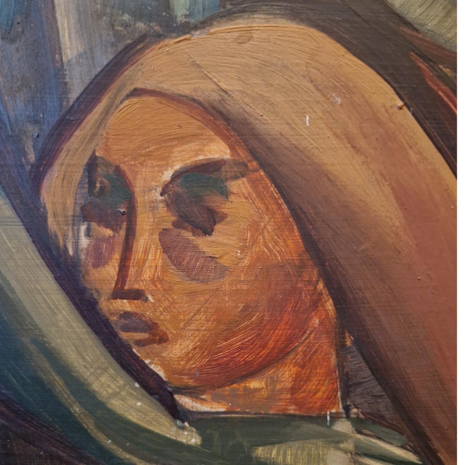 Legno Grande dipinto astratto su tavola, Paesi Bassi, anni '60 in vendita