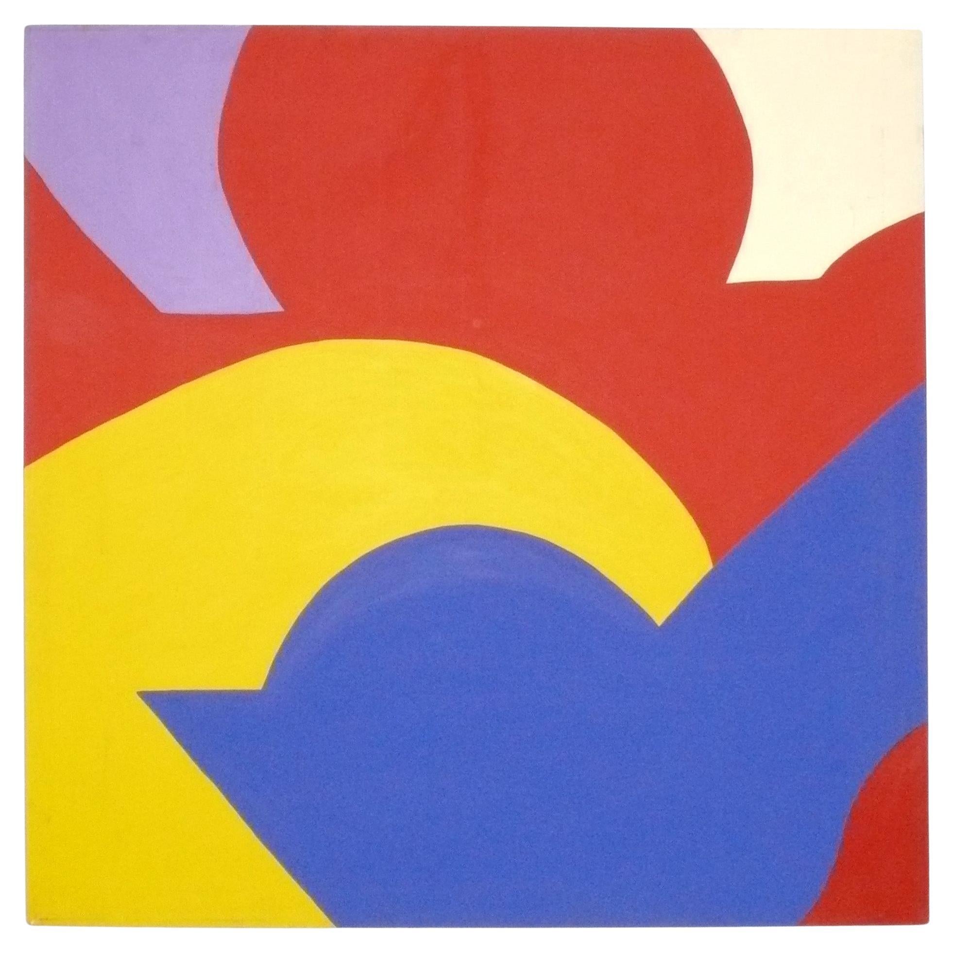 Large Abstract Painting 50" x 50" by Elizabeth Blumenthal Mid Century Modern 70s