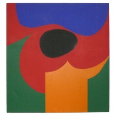 Large Abstract Painting 58" x 54" by Elizabeth Blumenthal Mid Century Modern 70s