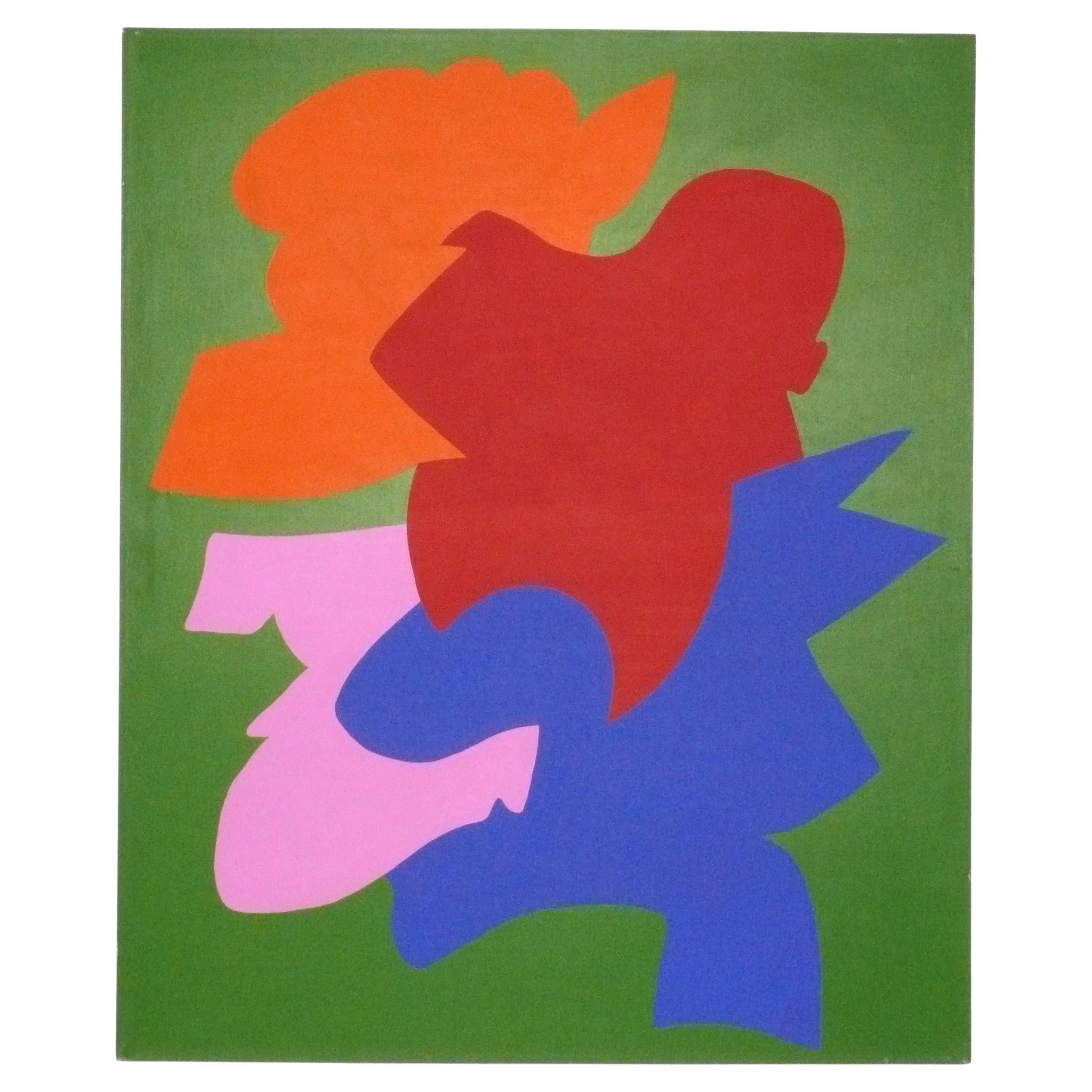 Large Abstract Painting 60" x 50" by Elizabeth Blumenthal Mid Century circa 1972