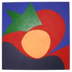 Large Abstract Painting 66" x 66" by Elizabeth Blumenthal Mid Century Modern 70s