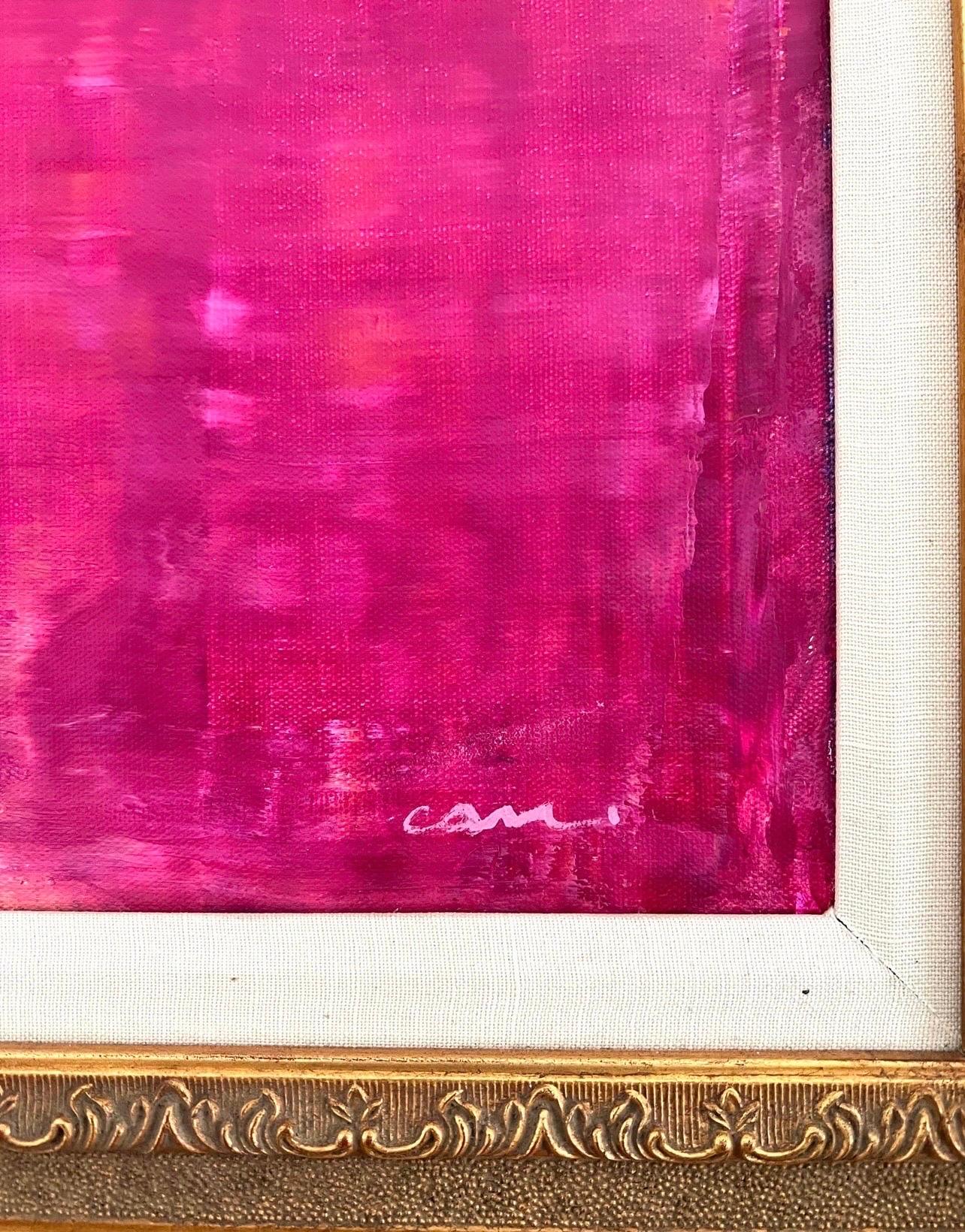 Americano Quadro astratto di grandi dimensioni dell'artista contemporanea statunitense Arlene Carr Pink Lemonade in vendita