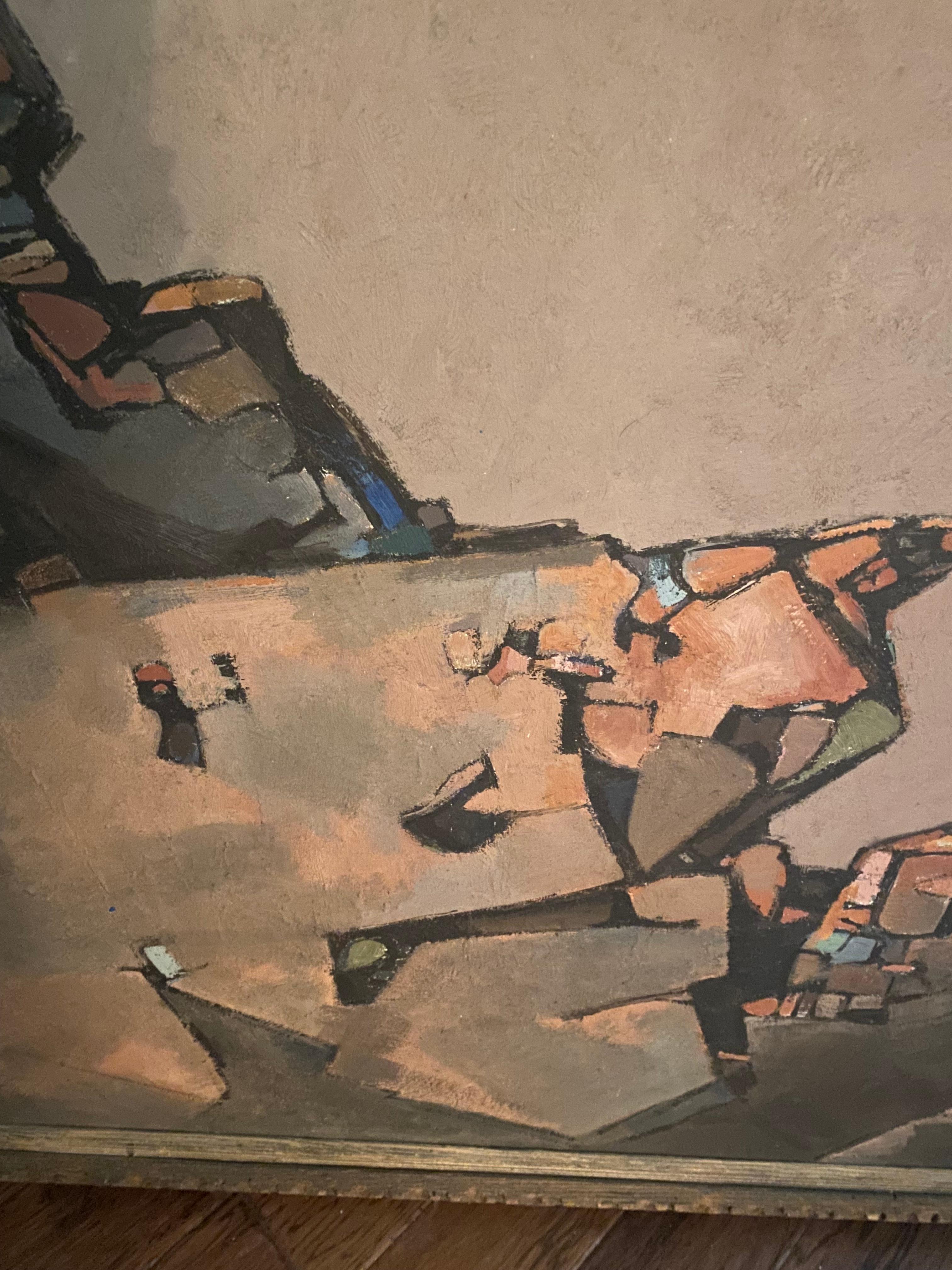 Walt Killam, olio di grandi dimensioni su masonite, 1955
(1907-1979), Paesaggio astratto, firmato e datato in basso a destra, 44 