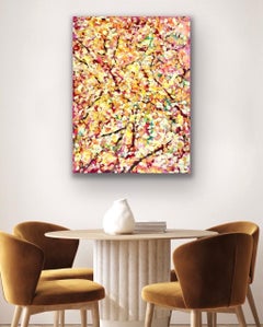 Large Abstract Painting "Golden Embers in the Sky" Signed by Arlene Carr