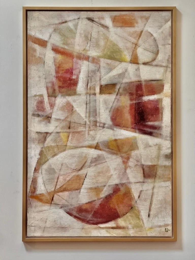 Français Large abstract painting in oil, Paris, mid-century en vente