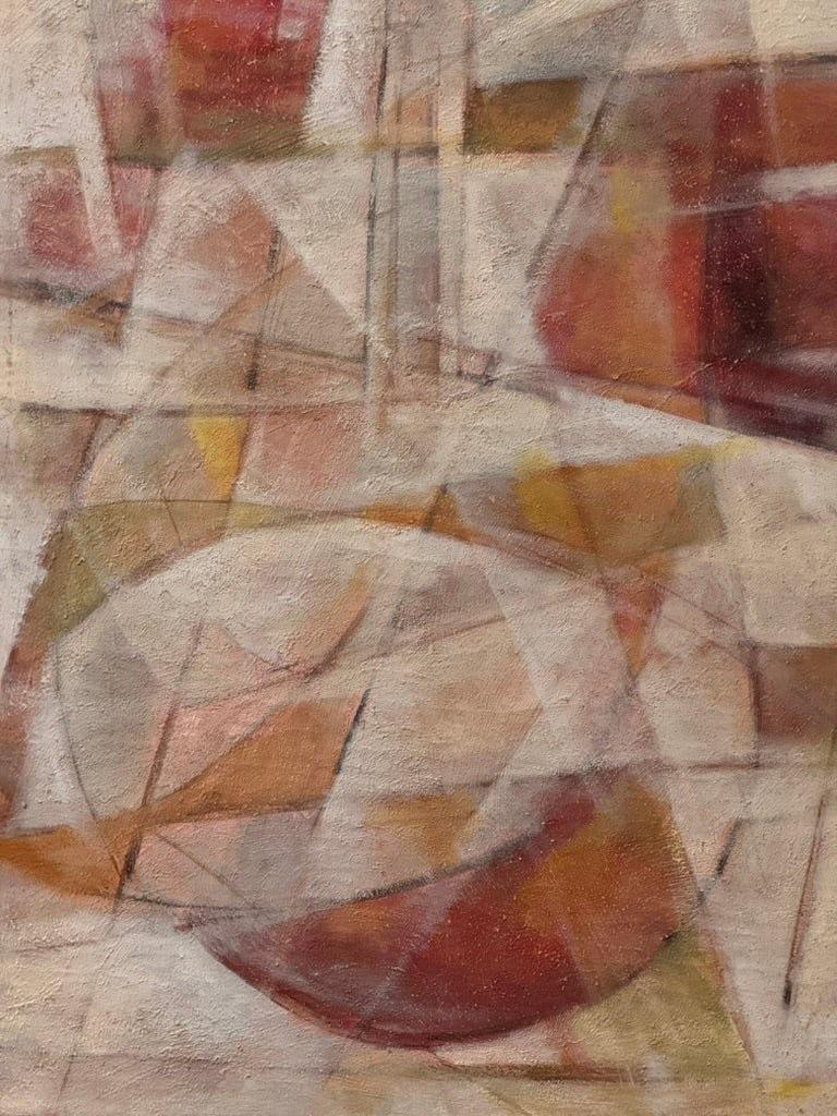 Large abstract painting in oil, Paris, mid-century Bon état - En vente à Charlottesville, VA