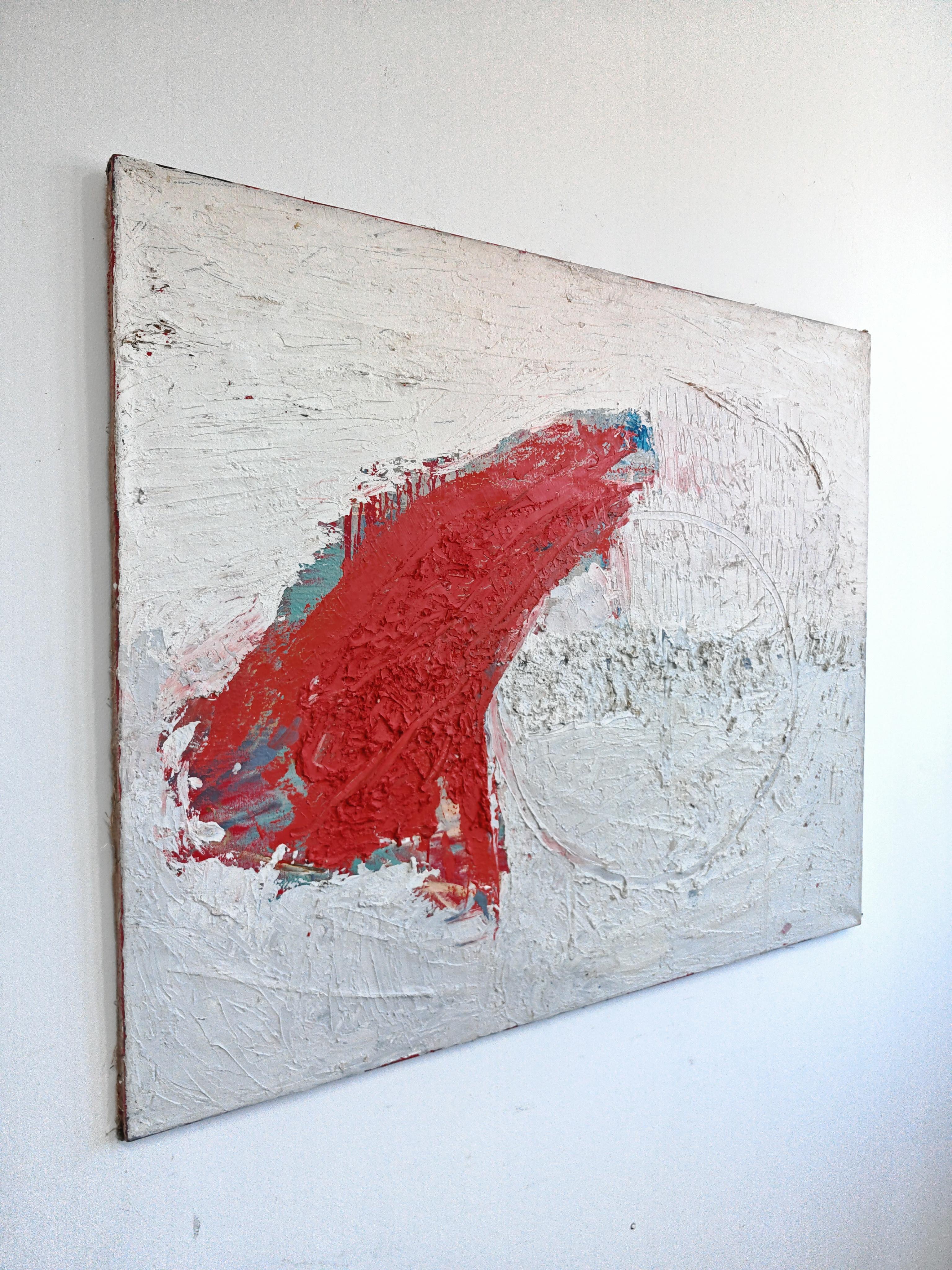 Großes abstraktes Gemälde, Öl auf Leinwand, Jugoslawien 1980er Jahre im Angebot 3