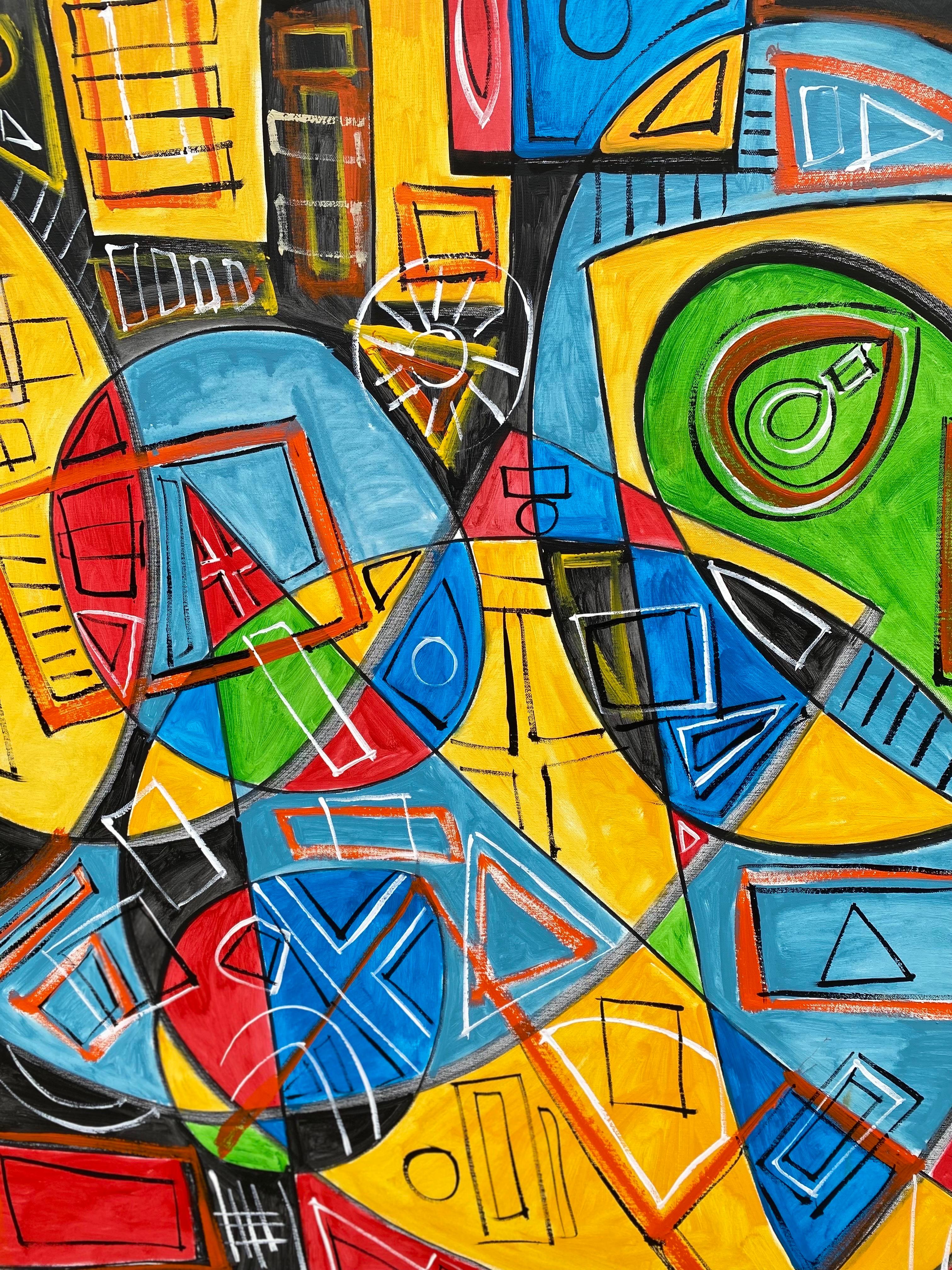 Post-Modern Large Abstract Painting on Canvas by Texas Artist Karl Lubbering