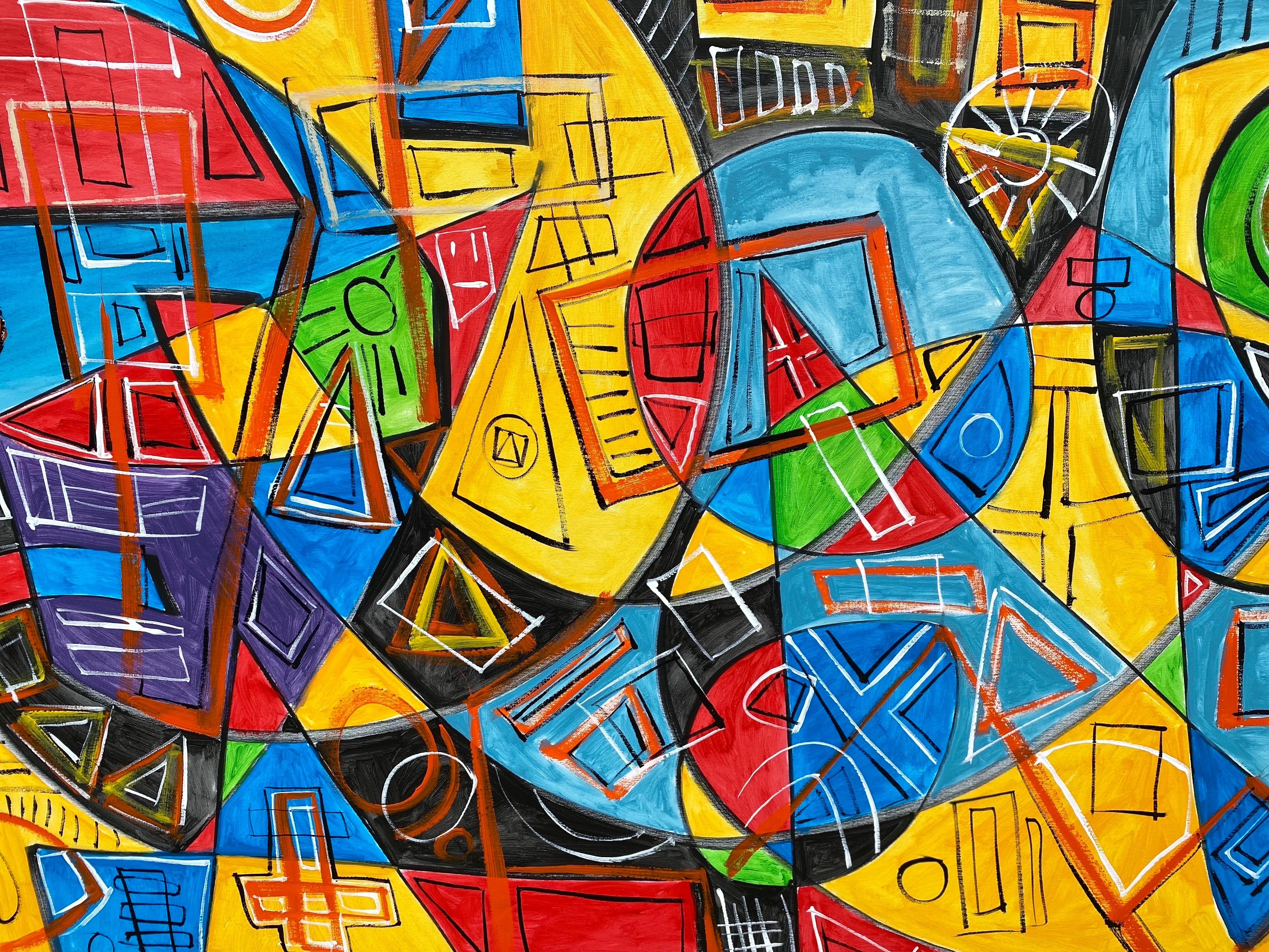 American Large Abstract Painting on Canvas by Texas Artist Karl Lubbering