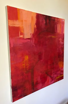 Grande peinture abstraite intitulée "Orange" de Rebecca Ruoff, 2017