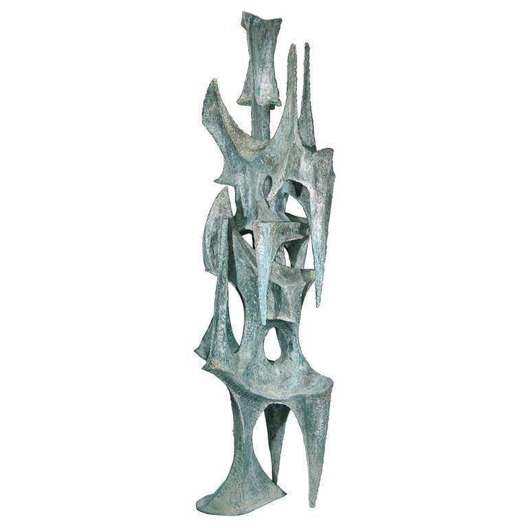 Large Abstract Patinated Bronze Sculpture 