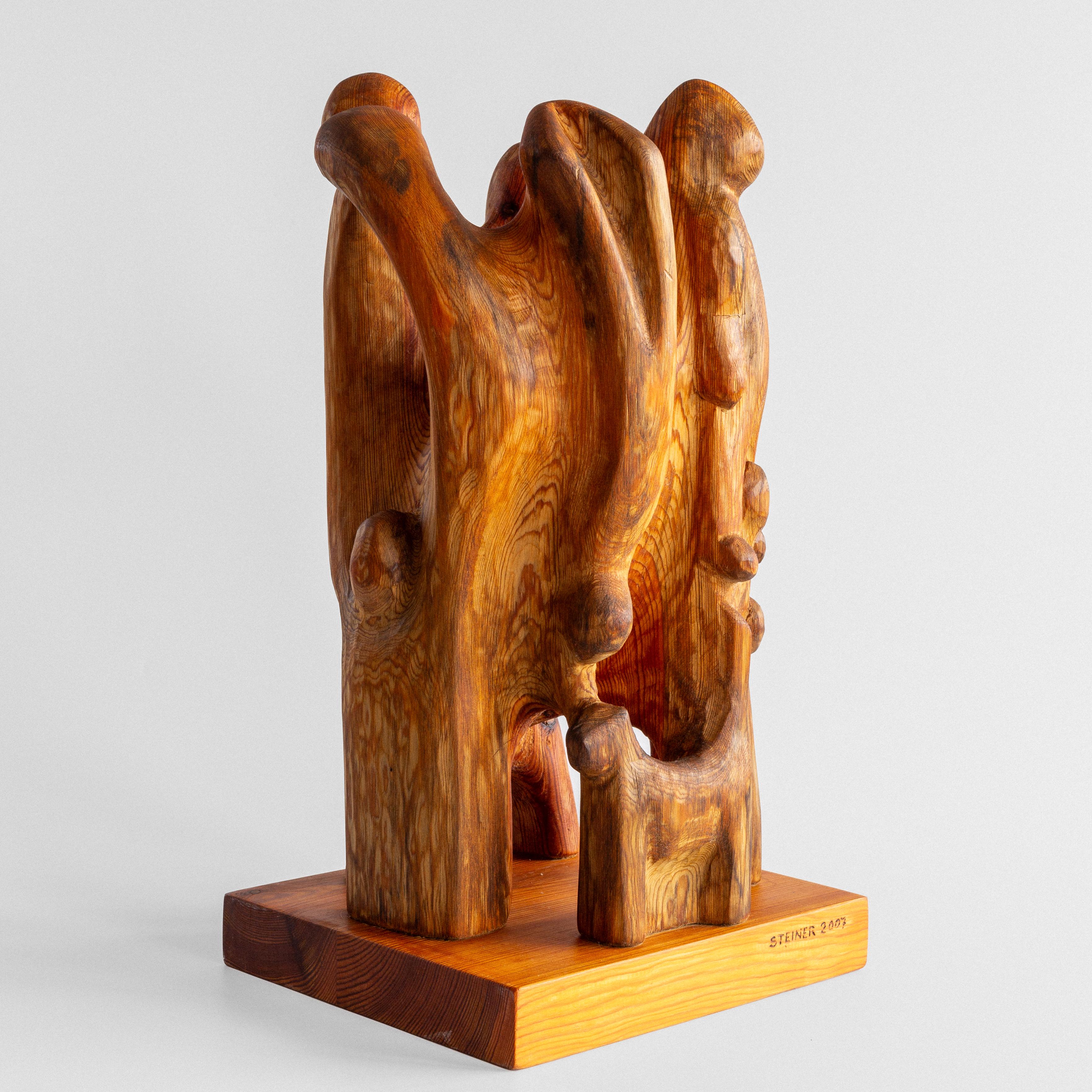 Svedese Grande scultura astratta in legno di pino di Jean-Maurice Steiner, Svezia, primi anni 2000 in vendita