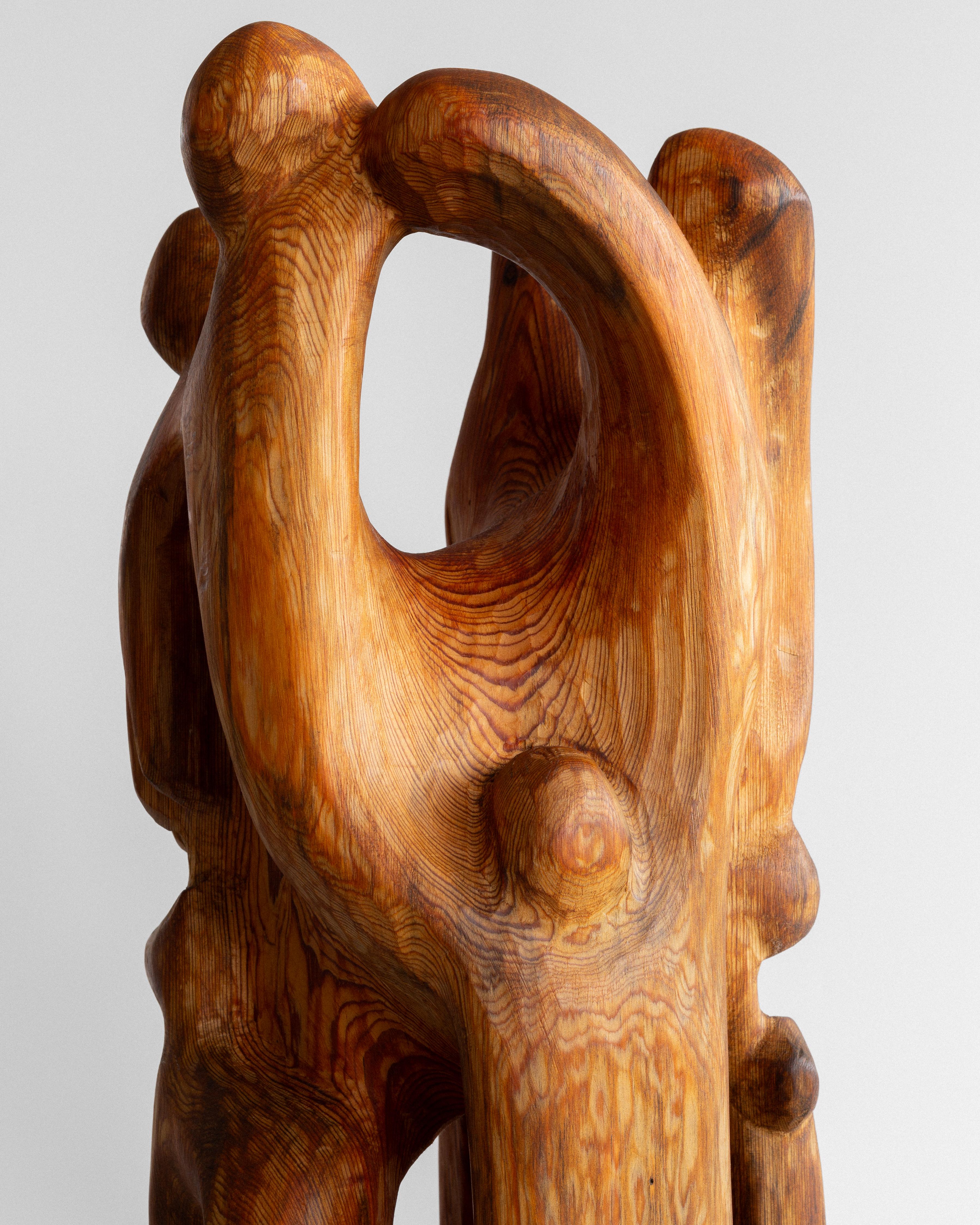 Legno Grande scultura astratta in legno di pino di Jean-Maurice Steiner, Svezia, primi anni 2000 in vendita
