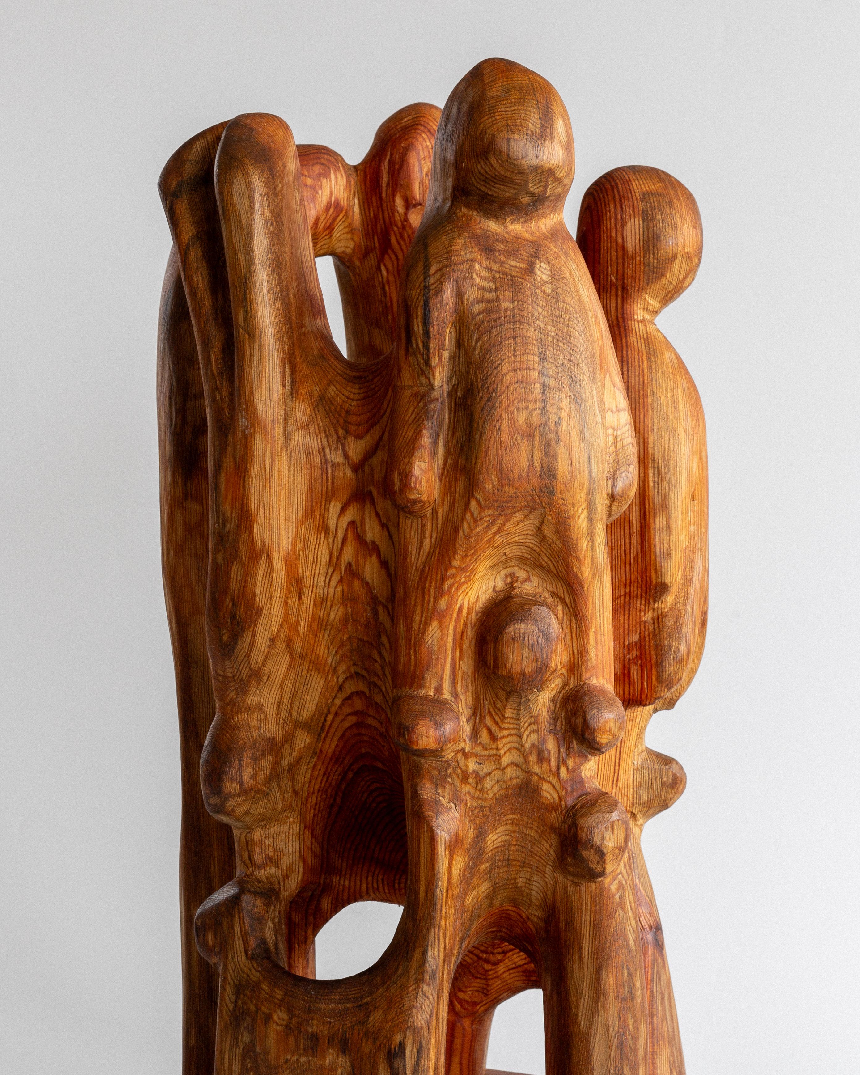 Grande scultura astratta in legno di pino di Jean-Maurice Steiner, Svezia, primi anni 2000 in vendita 1