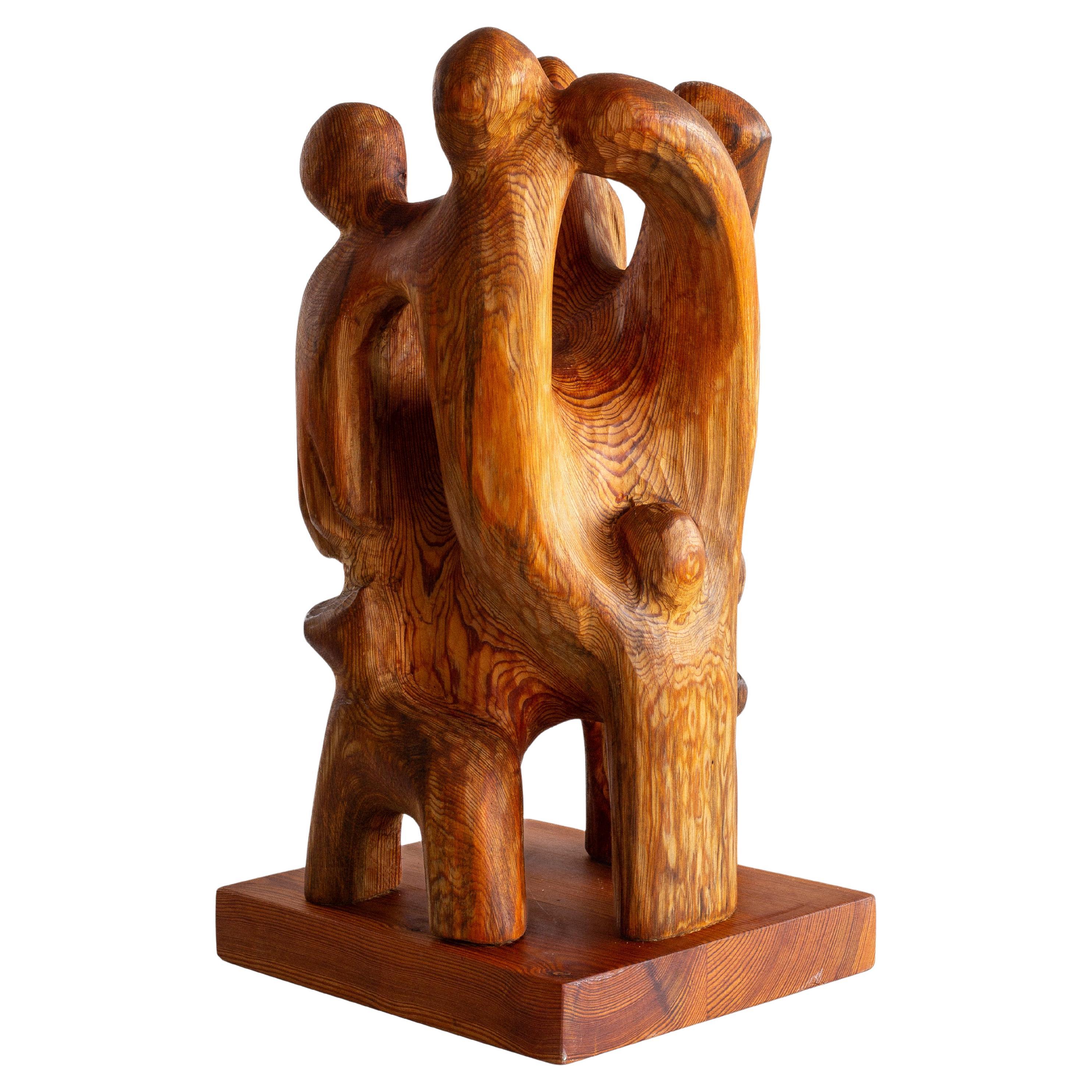Gran escultura abstracta de madera de pino de Jean-Maurice Steiner, Suecia, principios de la década de 2000