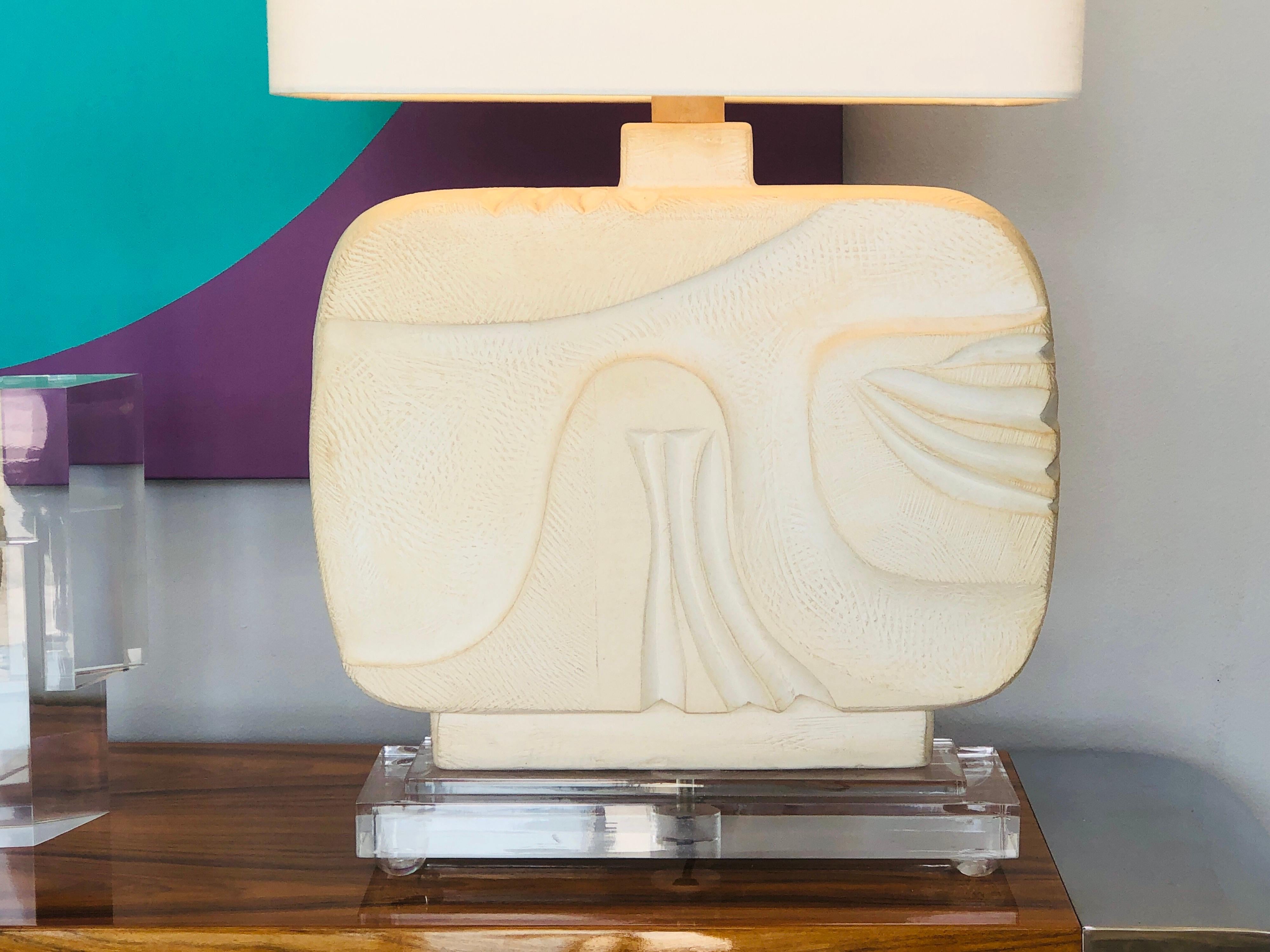 Large Abstract Plaster Table Lamp, 1980s 5