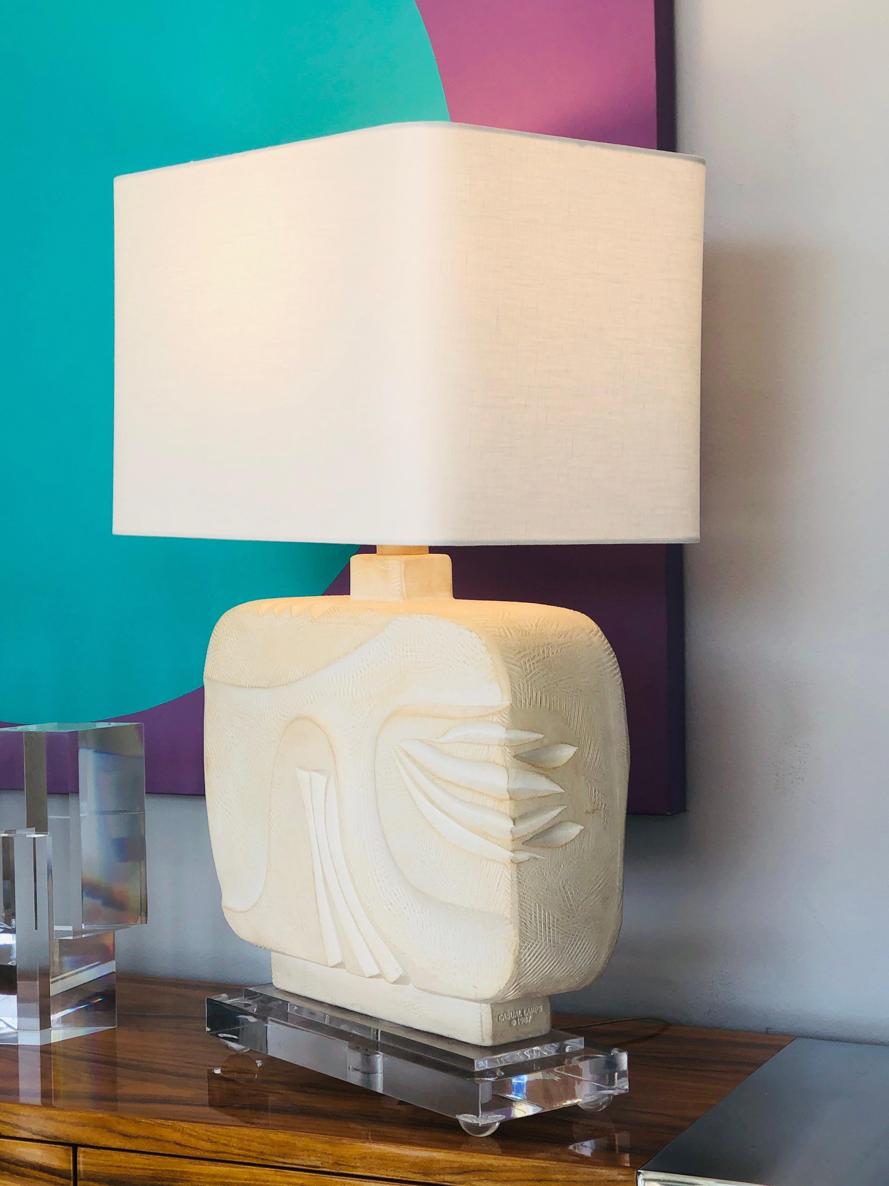 Large Abstract Plaster Table Lamp, 1980s 6