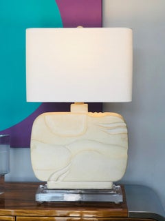 Large Abstract Plaster Table Lamp, 1980s