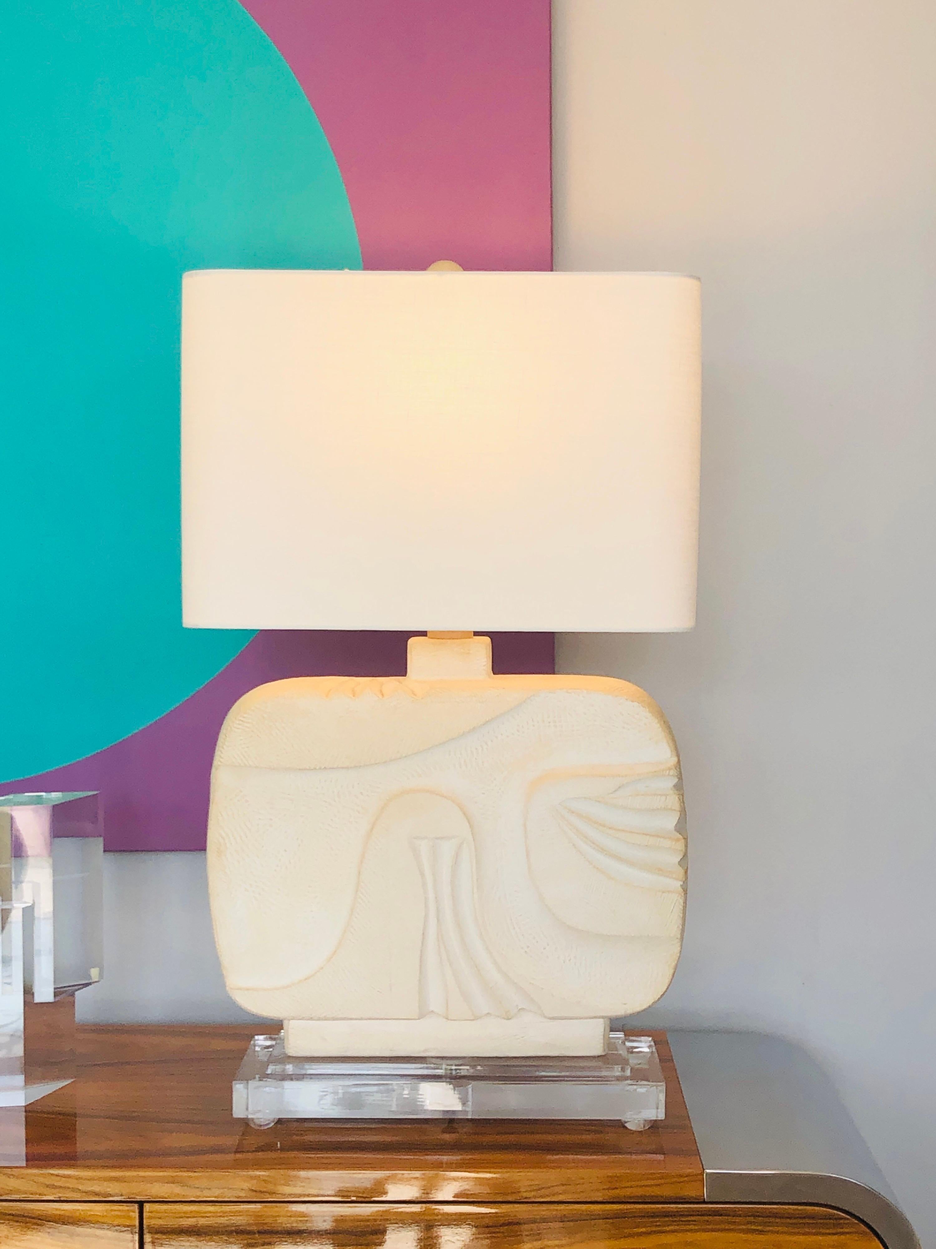 Large Abstract Plaster Table Lamp, 1980s 4