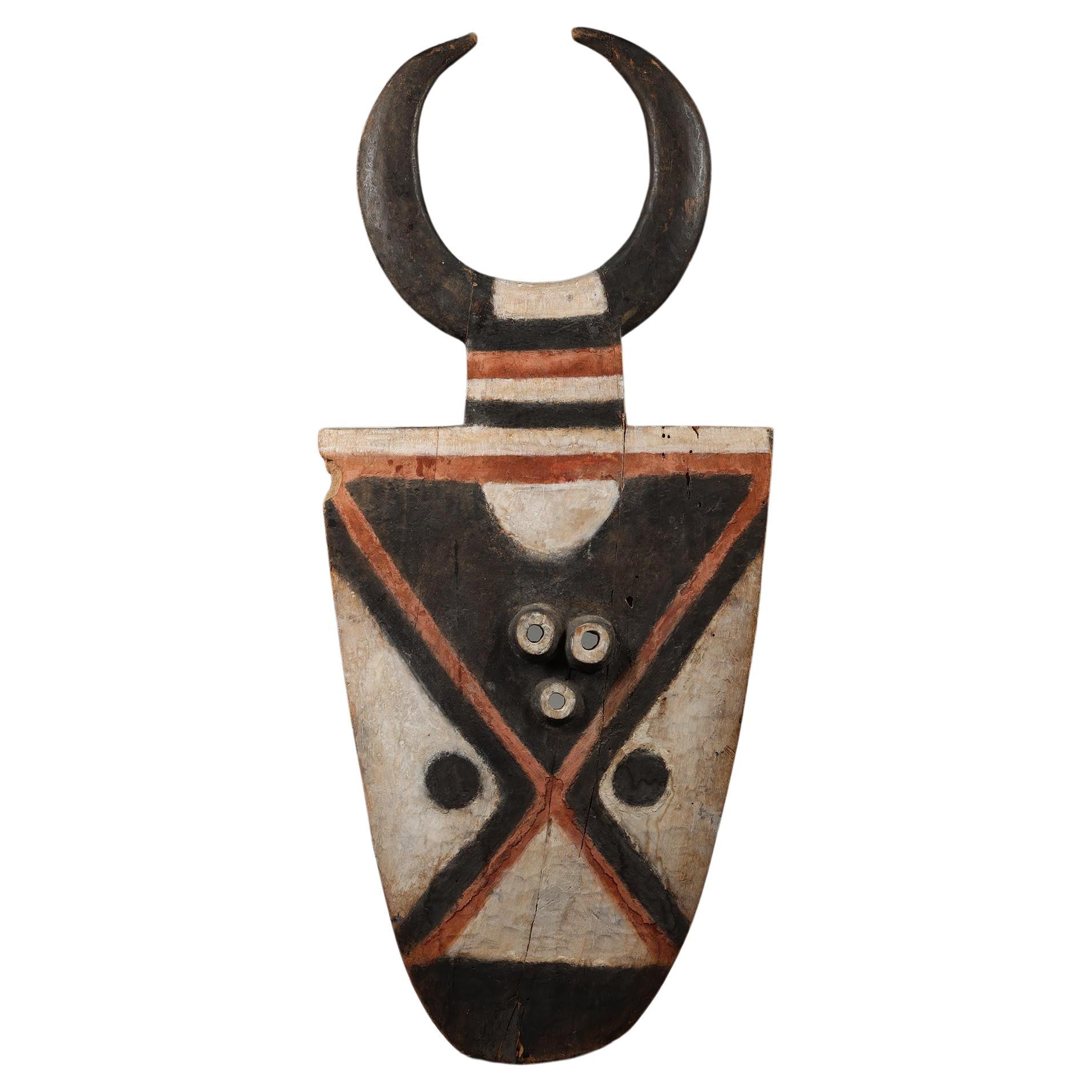 Grand masque abstrait polychrome Nafana « Bedu », Burkina Faso, Afrique, pigments de bois