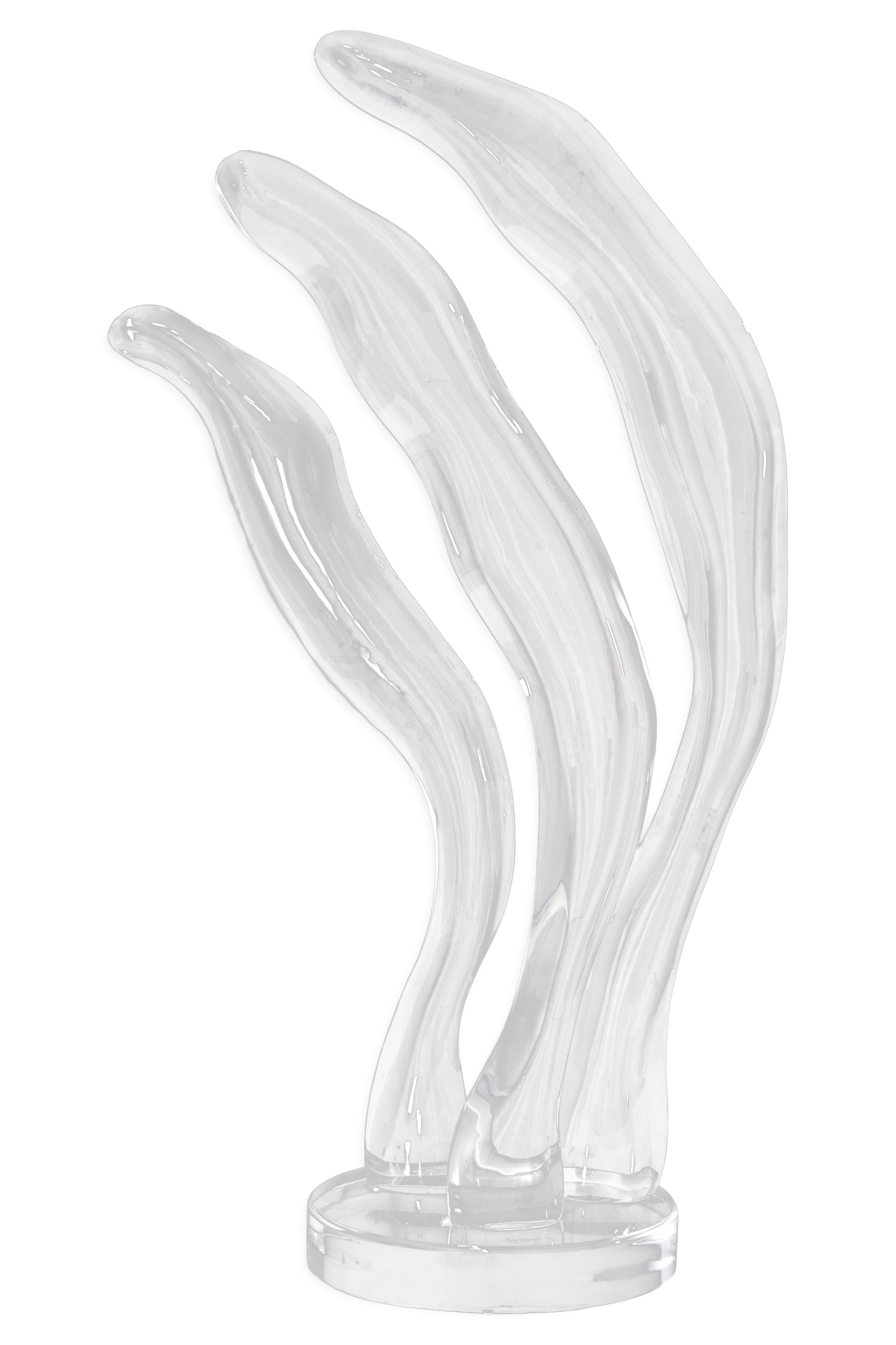 Large Abstract Post Modern Lucite Floor Table Sculpture Signed Phelps In Good Condition For Sale In Keego Harbor, MI