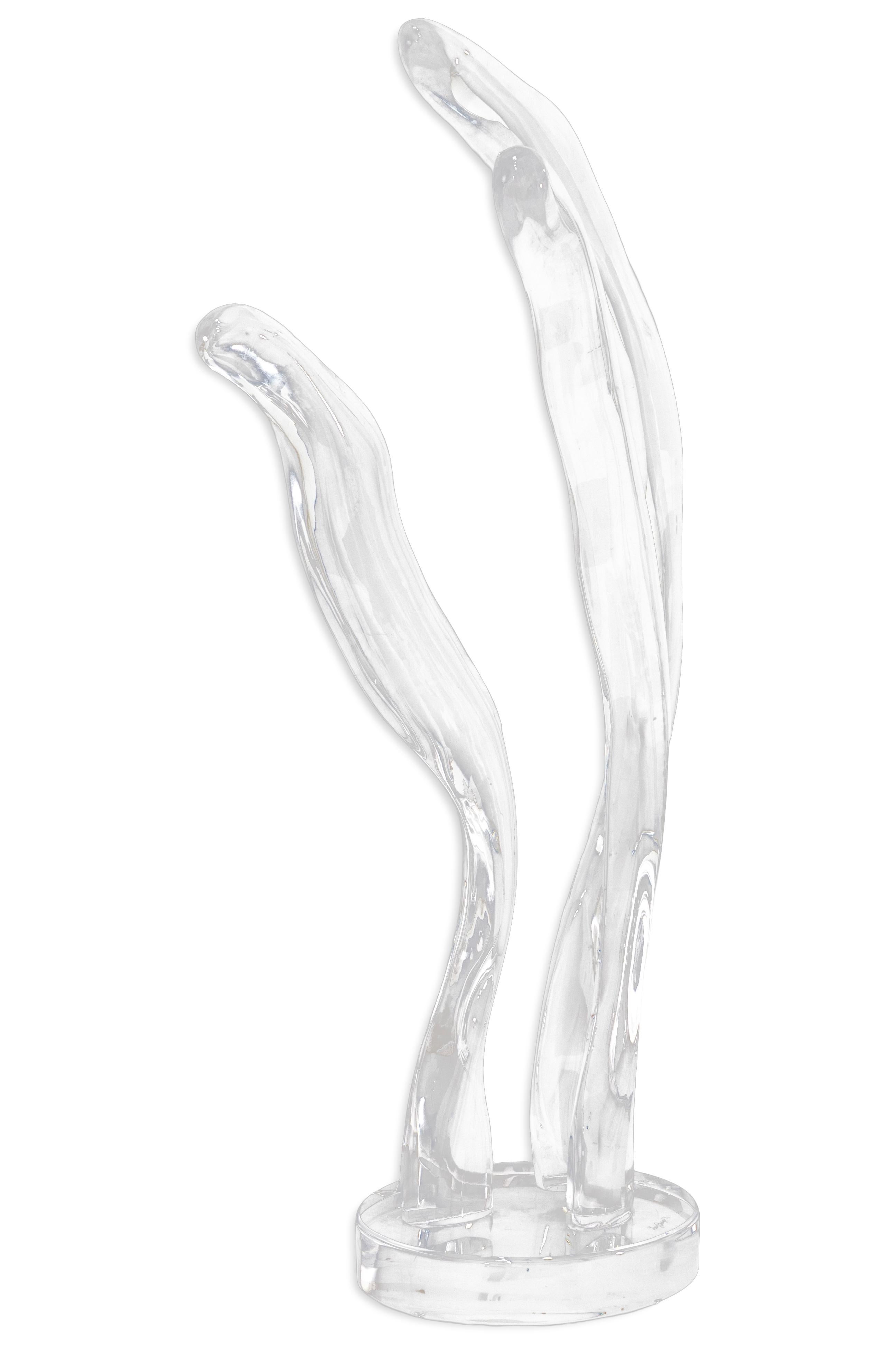 Late 20th Century Large Abstract Post Modern Lucite Floor Table Sculpture Signed Phelps For Sale
