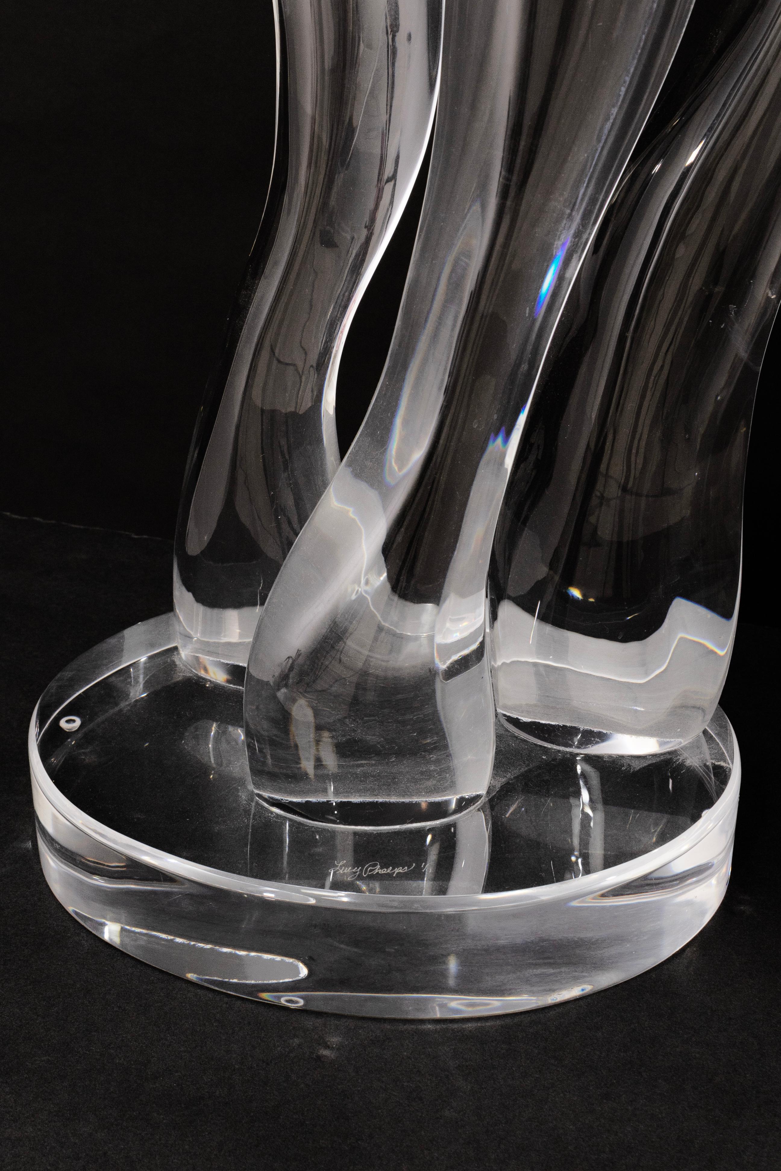 Large Abstract Post Modern Lucite Floor Table Sculpture Signed Phelps For Sale 2