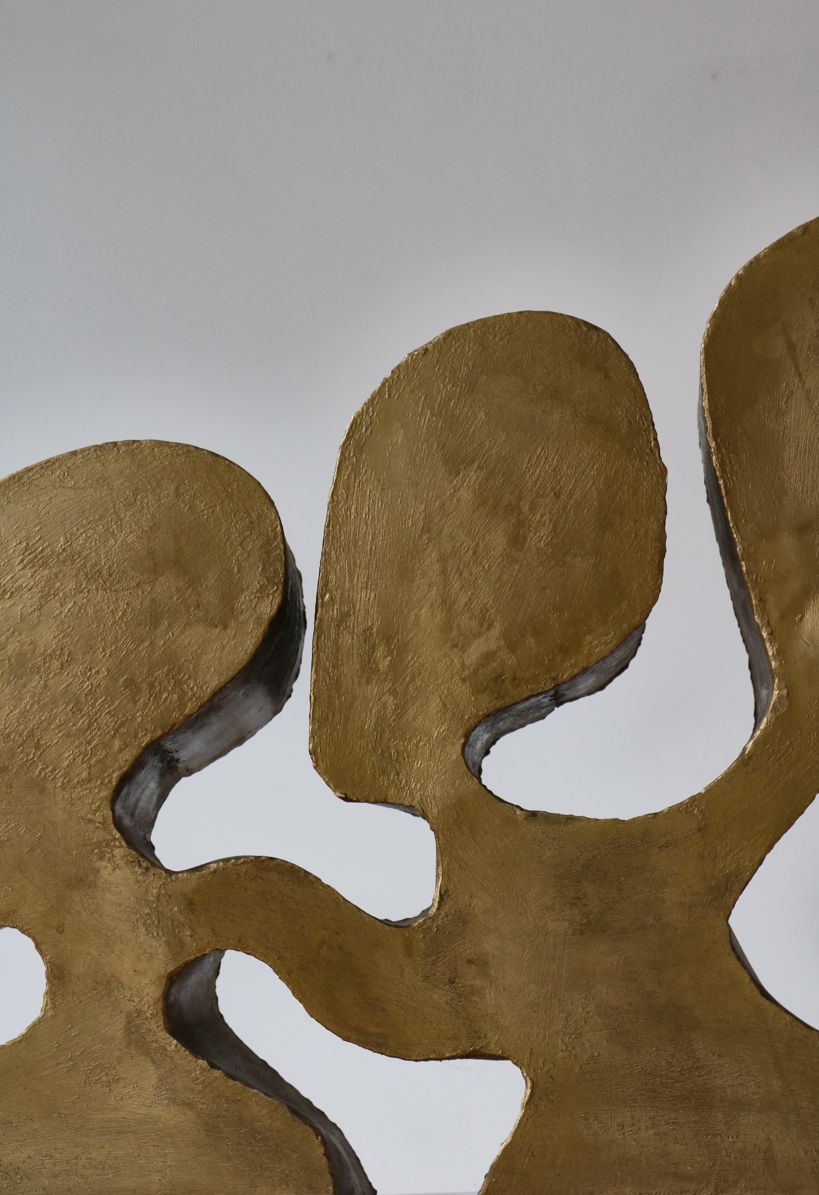Large Abstract Sculpture by Egon Fischer Gold Painted Metal, Denmark, 1960s For Sale 1
