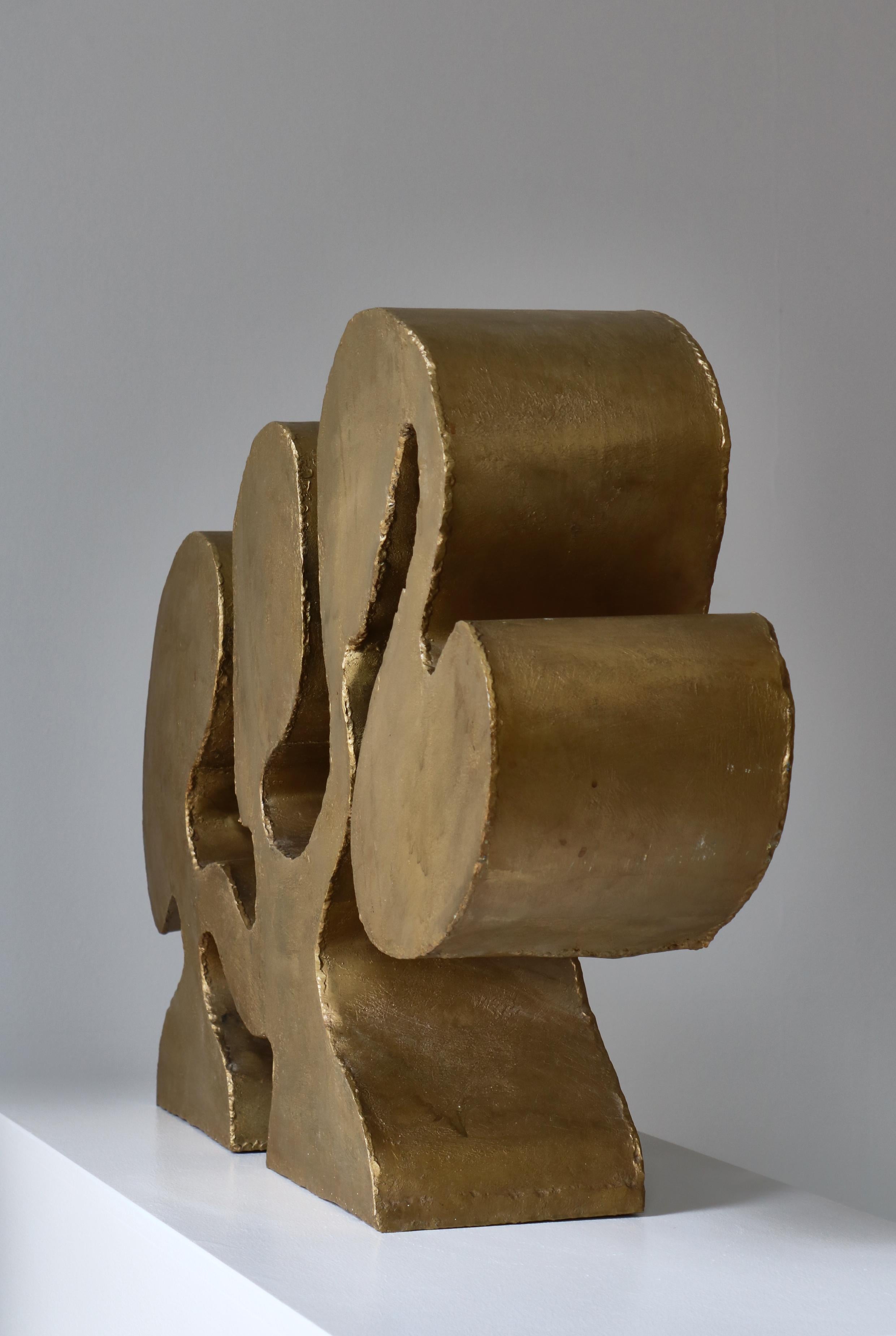 Large Abstract Sculpture by Egon Fischer Gold Painted Metal, Denmark, 1960s For Sale 2